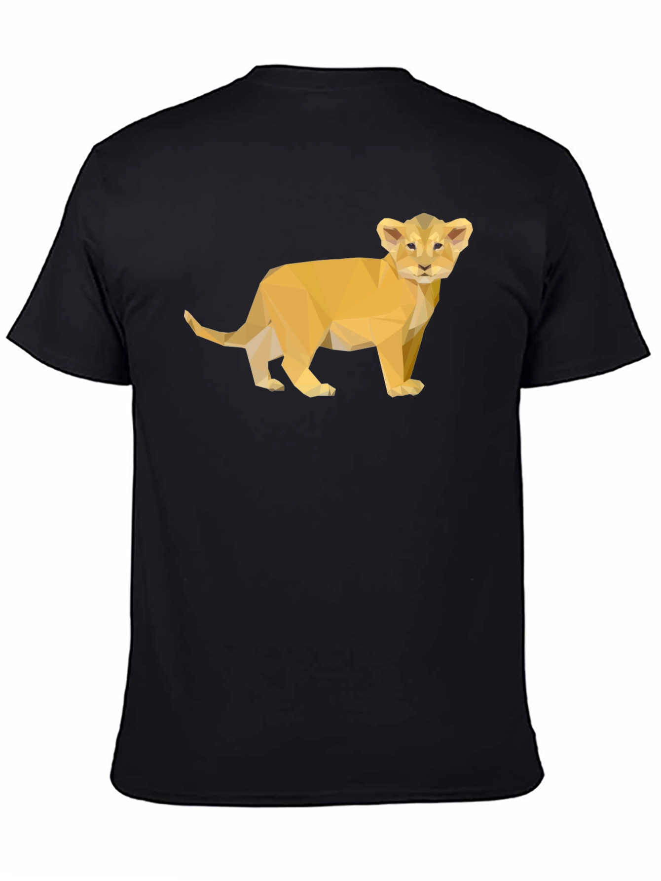 Geometric Lion Cub Tee - Stylish Black T-Shirt