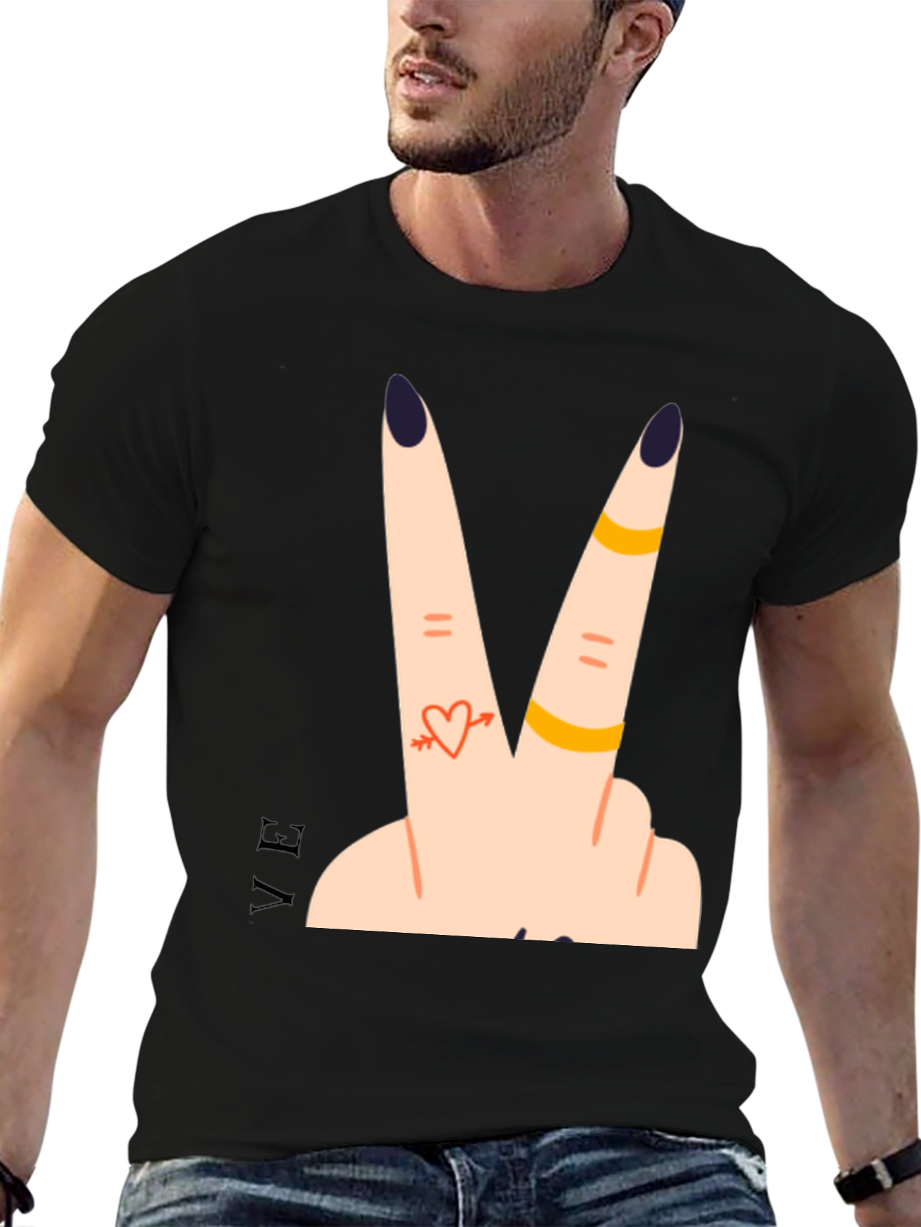 Peace Love Fingers Graphic T-Shirt