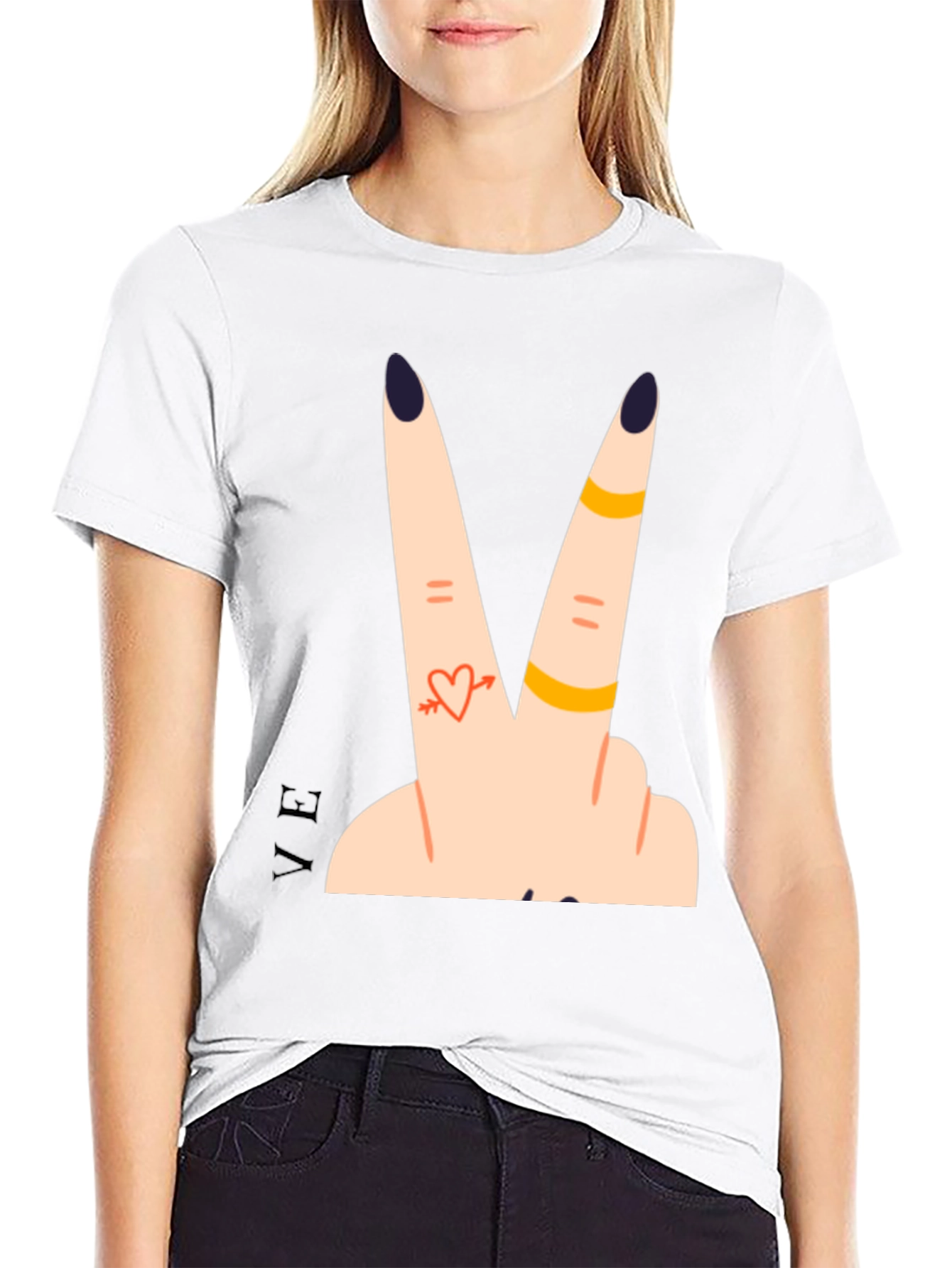 Peace Love Fingers Graphic T-Shirt