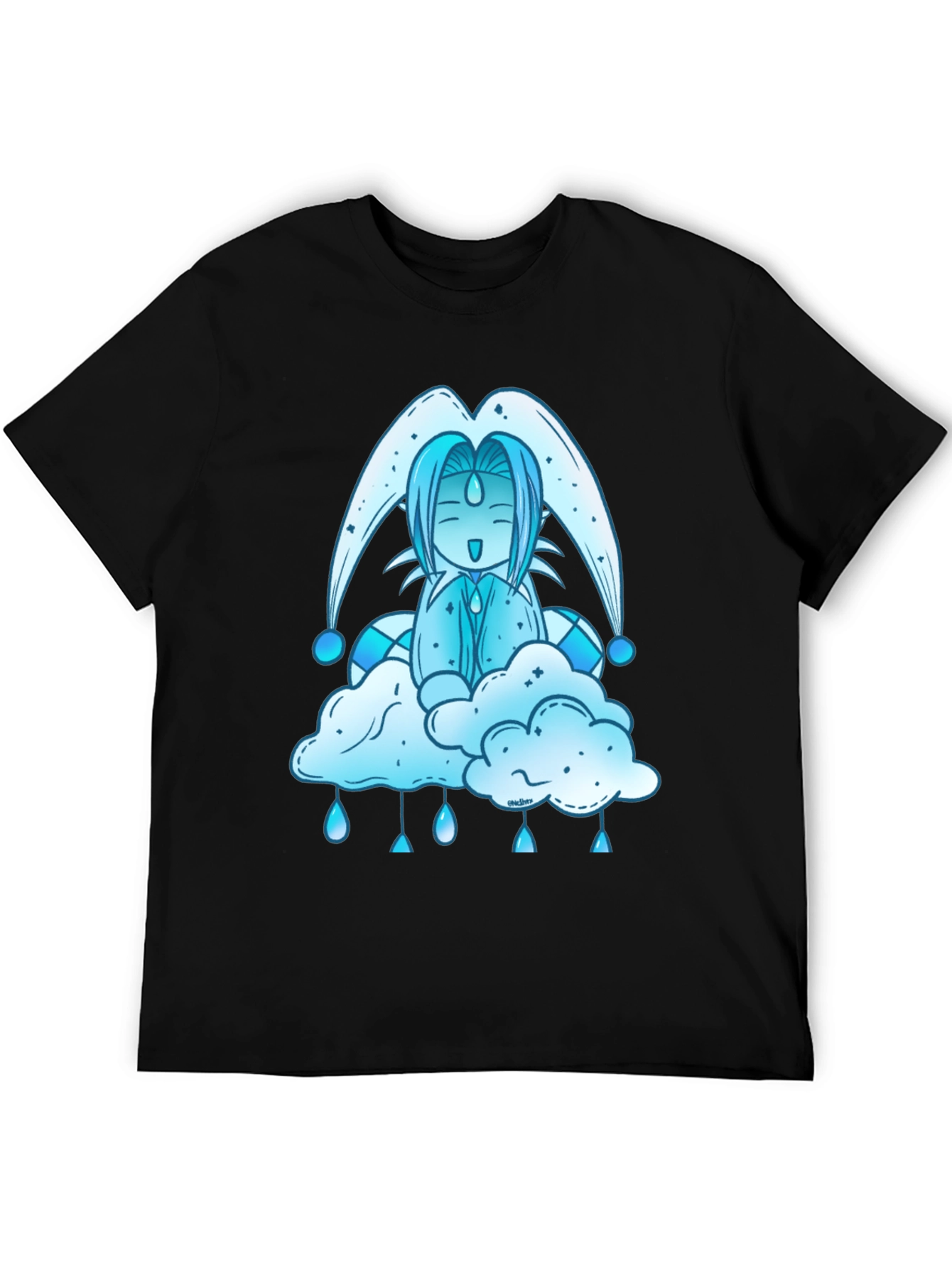 Anime Cloud Character Black T-Shirt