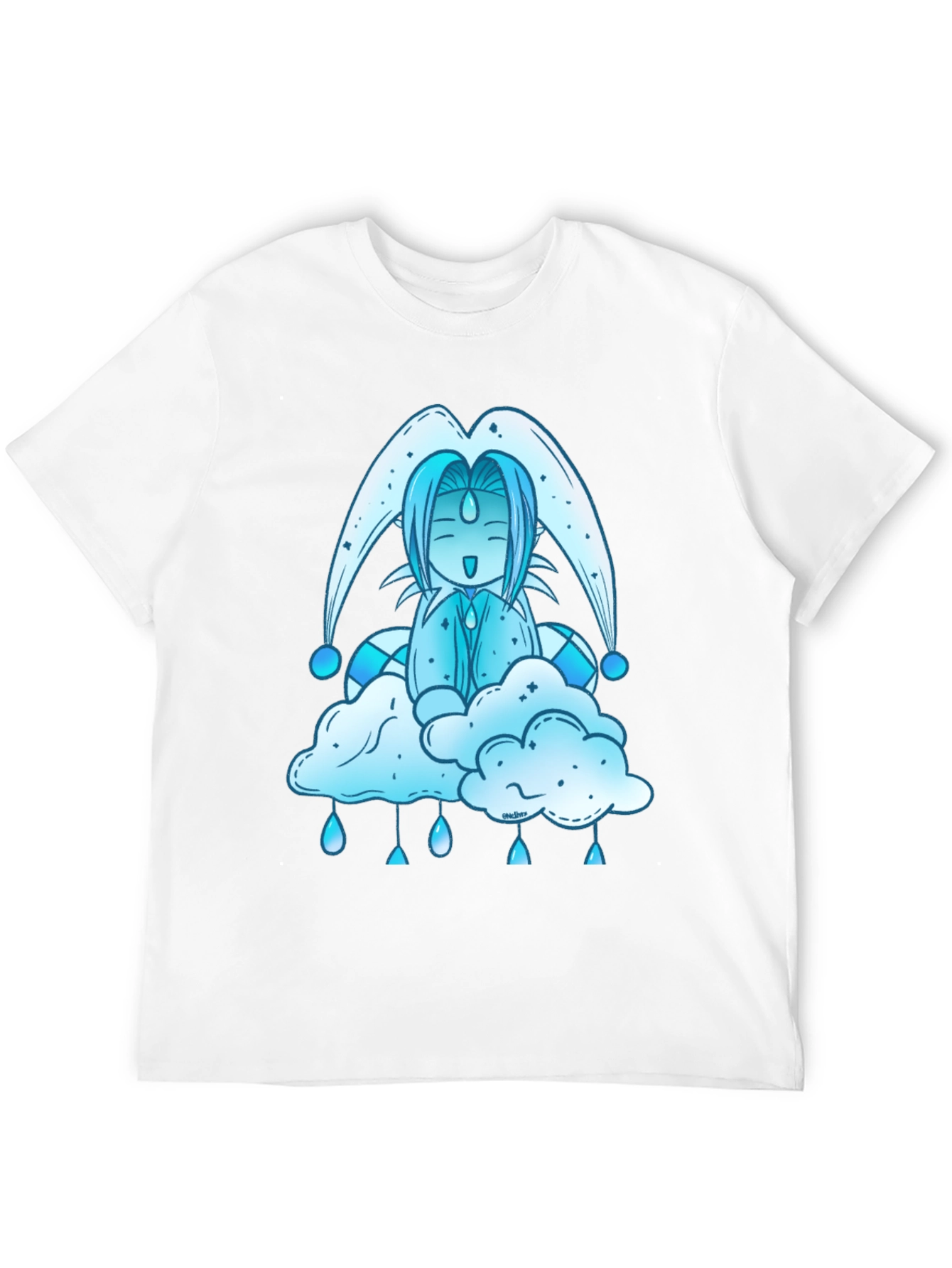 Anime Cloud Character Black T-Shirt