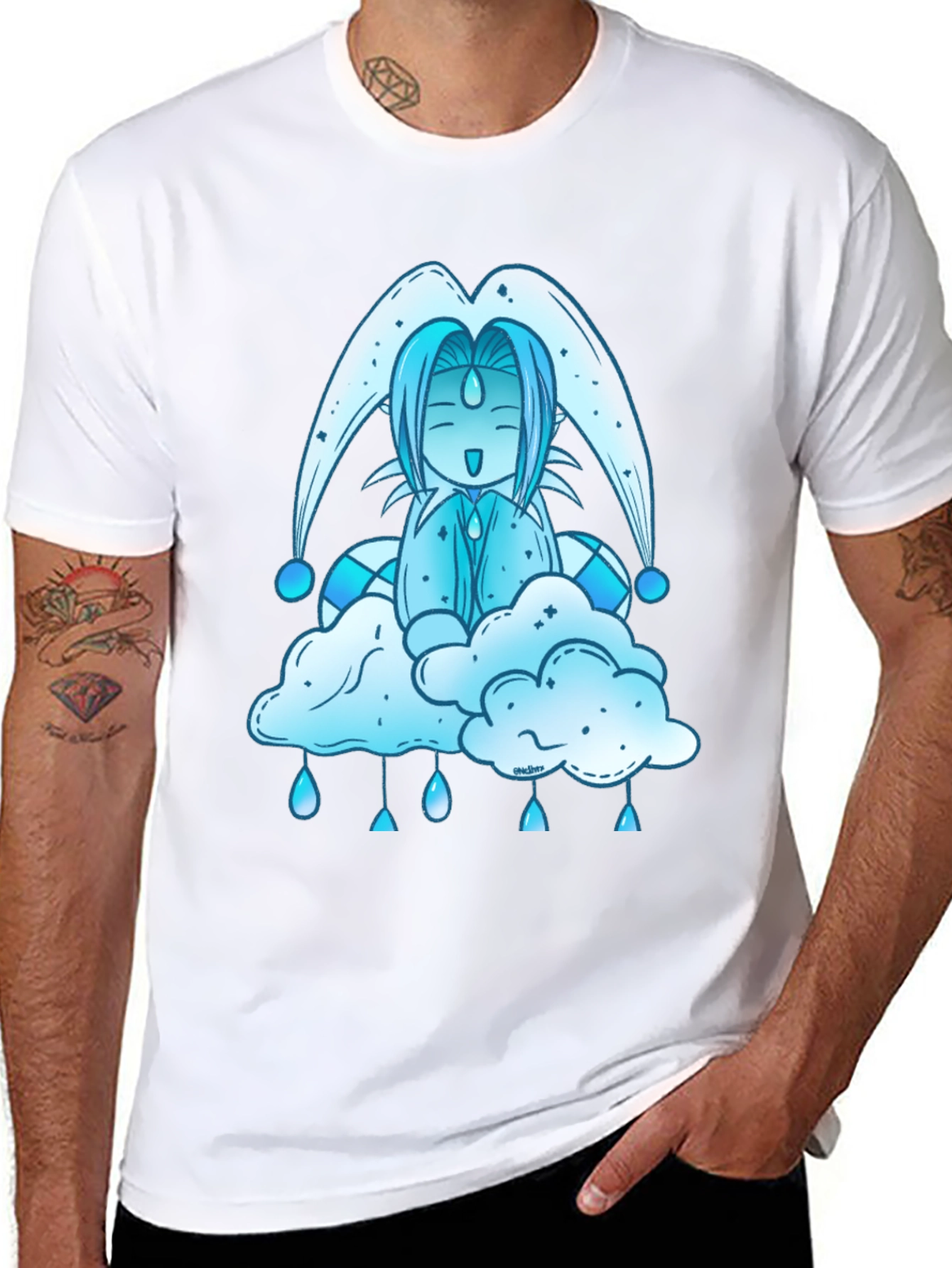 Anime Cloud Character Black T-Shirt