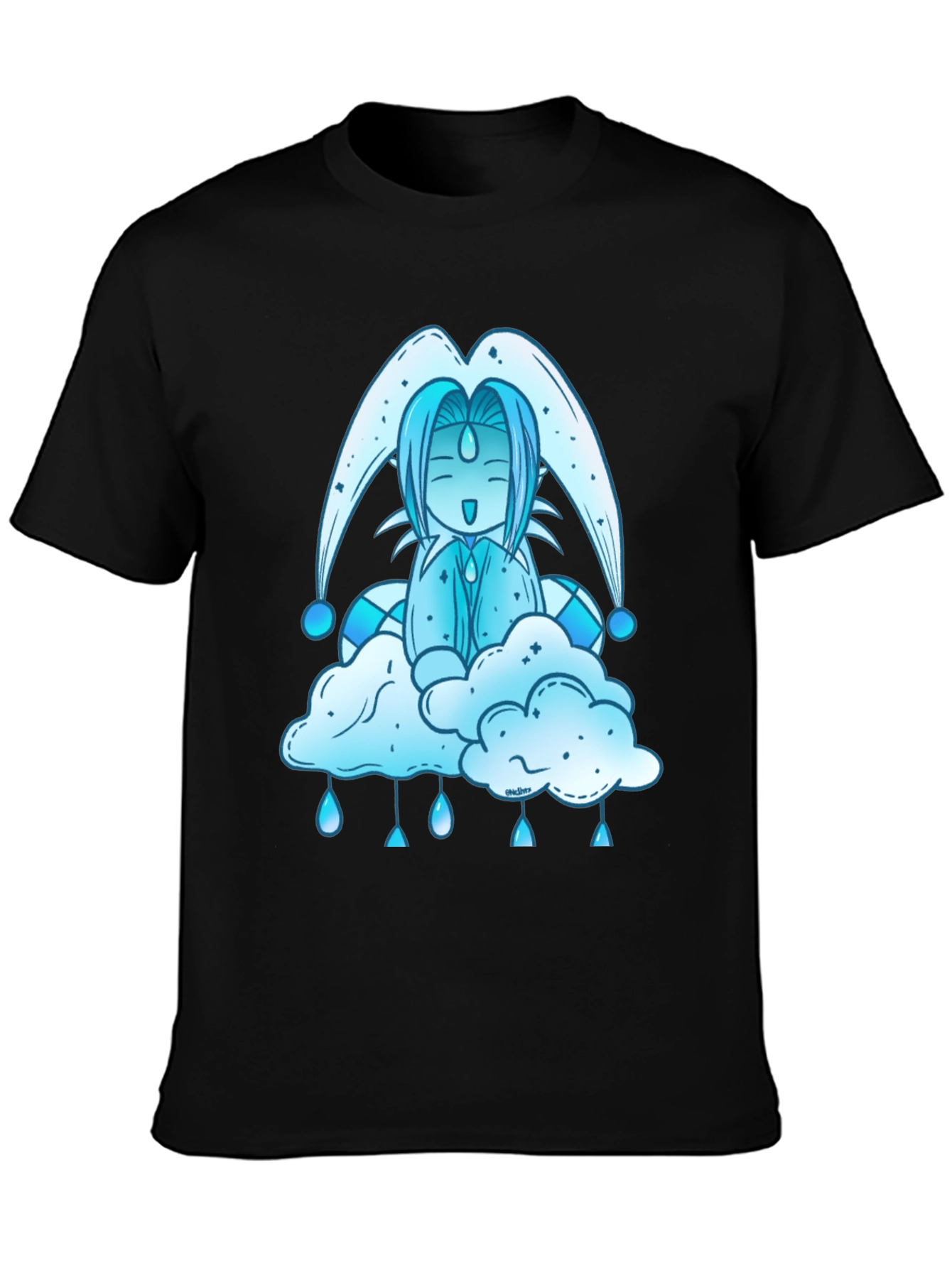 Anime Cloud Character Black T-Shirt
