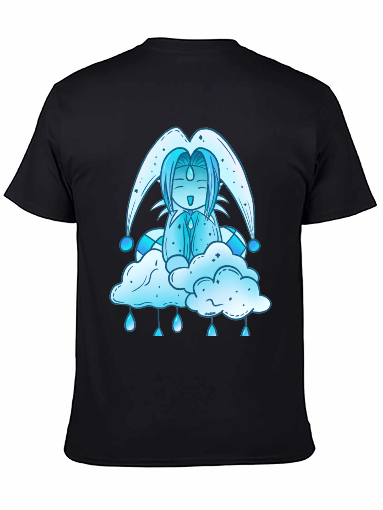 Anime Cloud Character Black T-Shirt