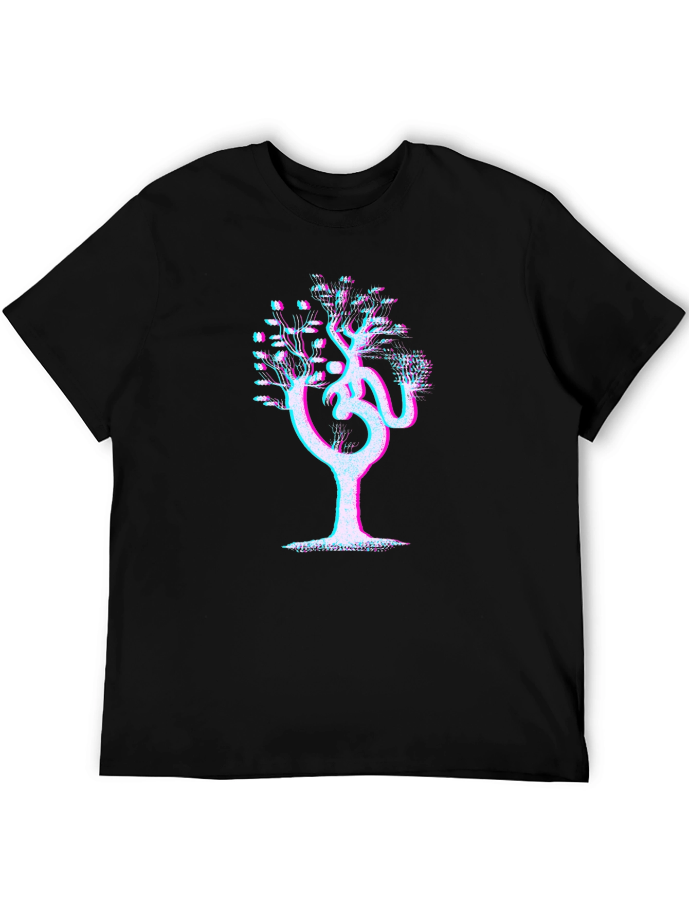 Om Tree Glitch Graphic Tee - Mens Black T-Shirt