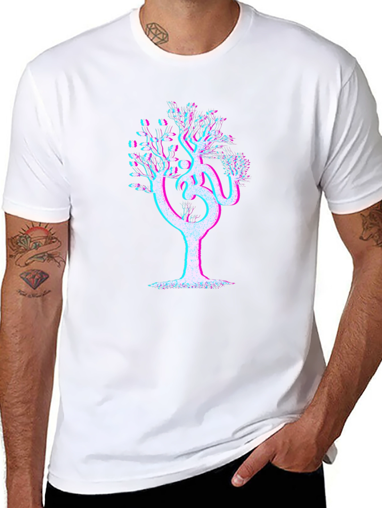 Om Tree Glitch Graphic Tee - Mens Black T-Shirt
