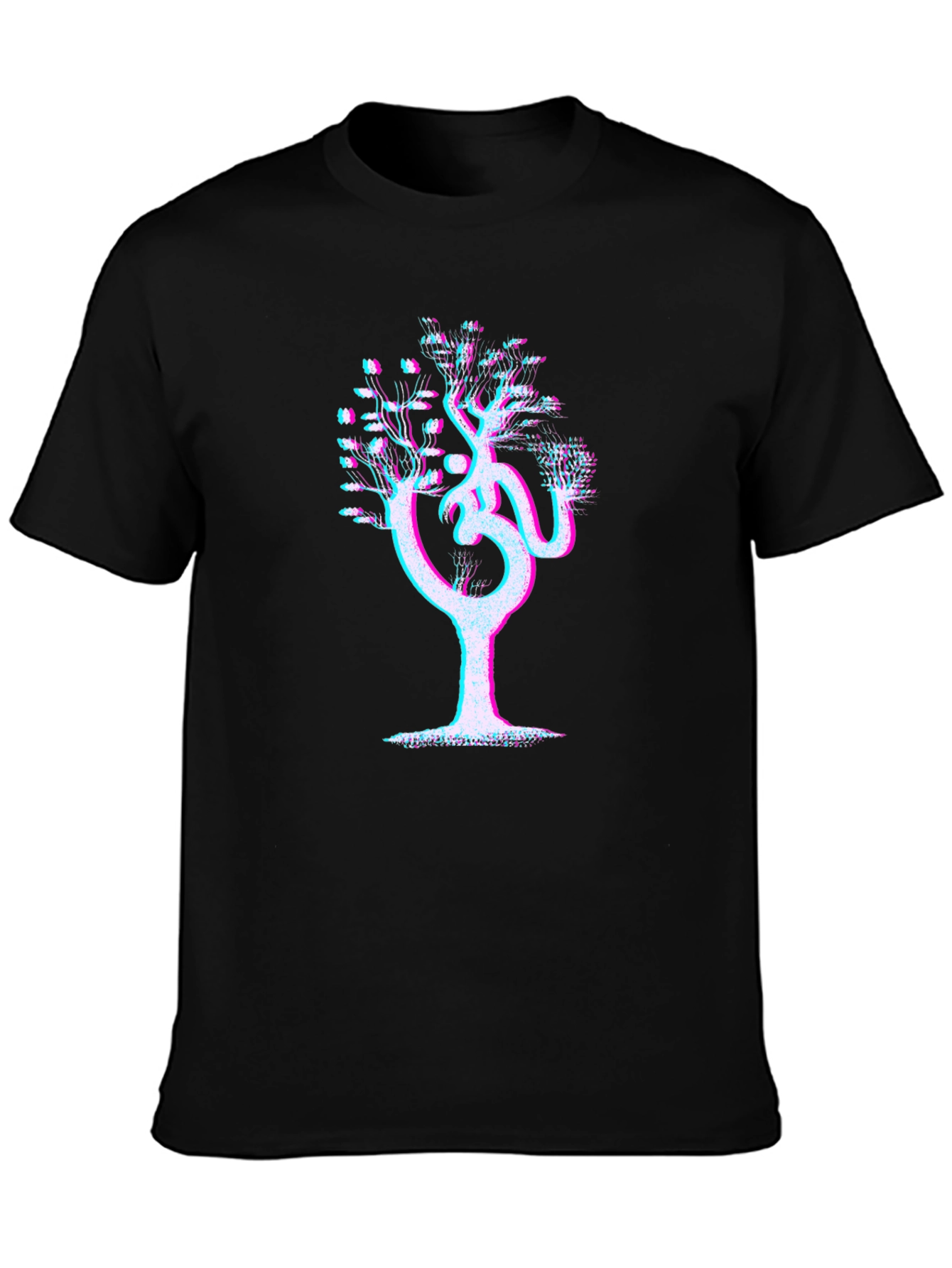 Om Tree Glitch Graphic Tee - Mens Black T-Shirt