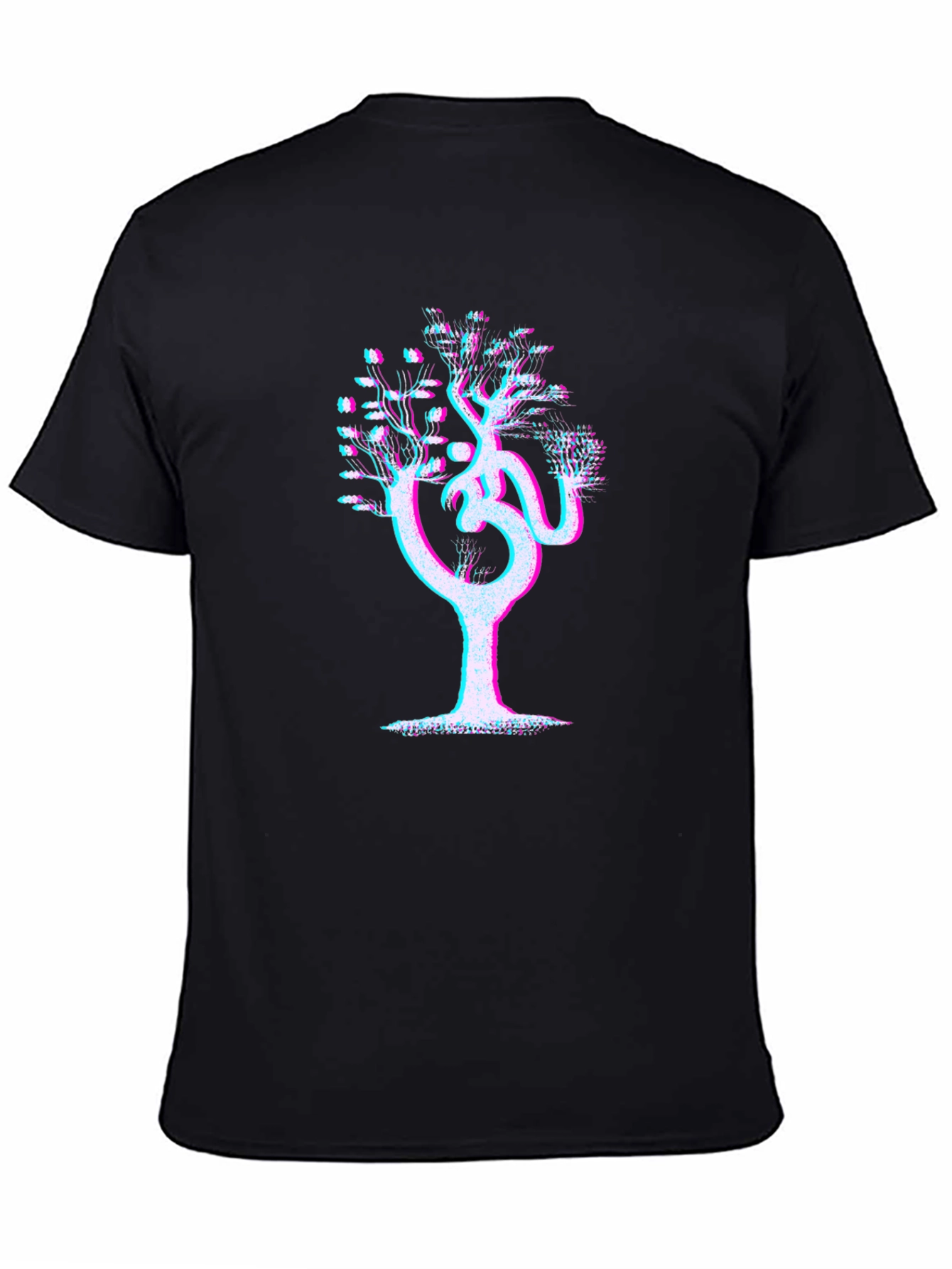 Om Tree Glitch Graphic Tee - Mens Black T-Shirt