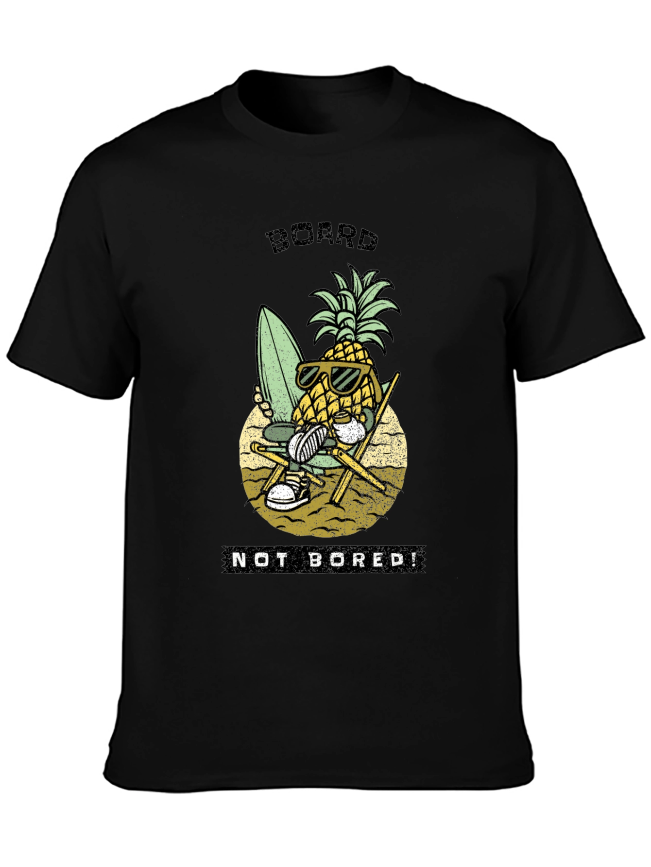 Board Not Bored Pineapple Graphic T-Shirt