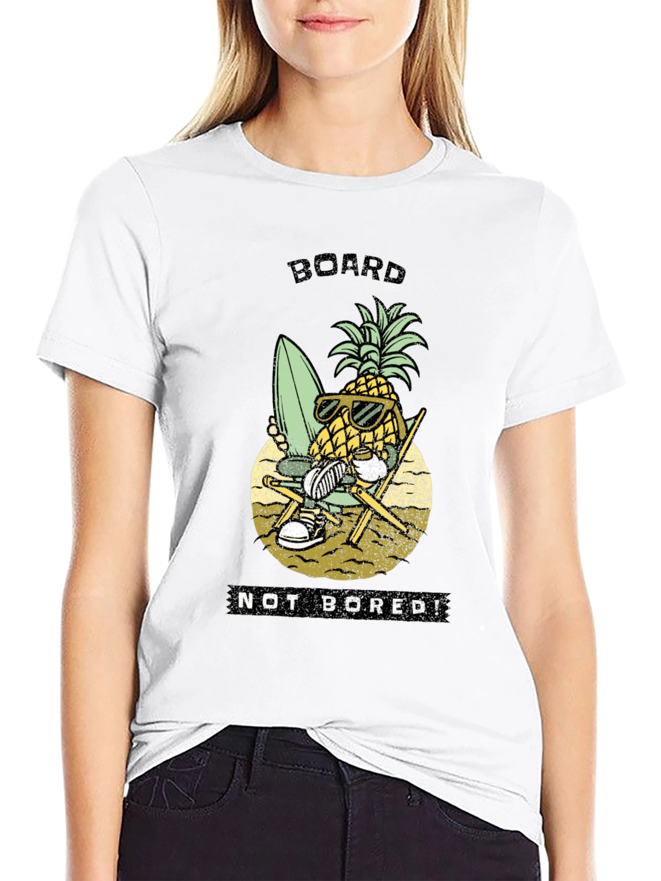Board Not Bored Pineapple Graphic T-Shirt