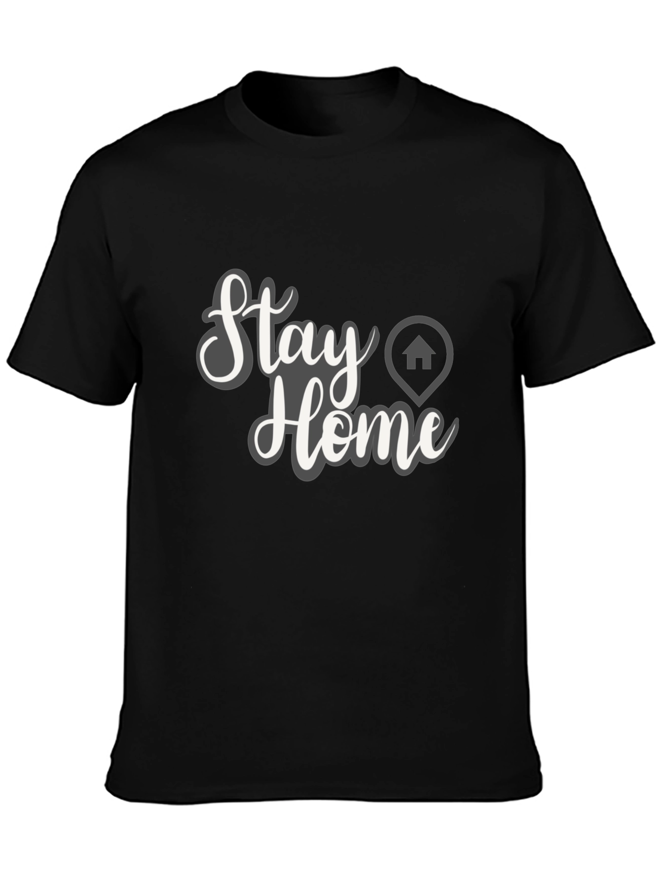 Stay Home Graphic Tee - Black Casual T-Shirt