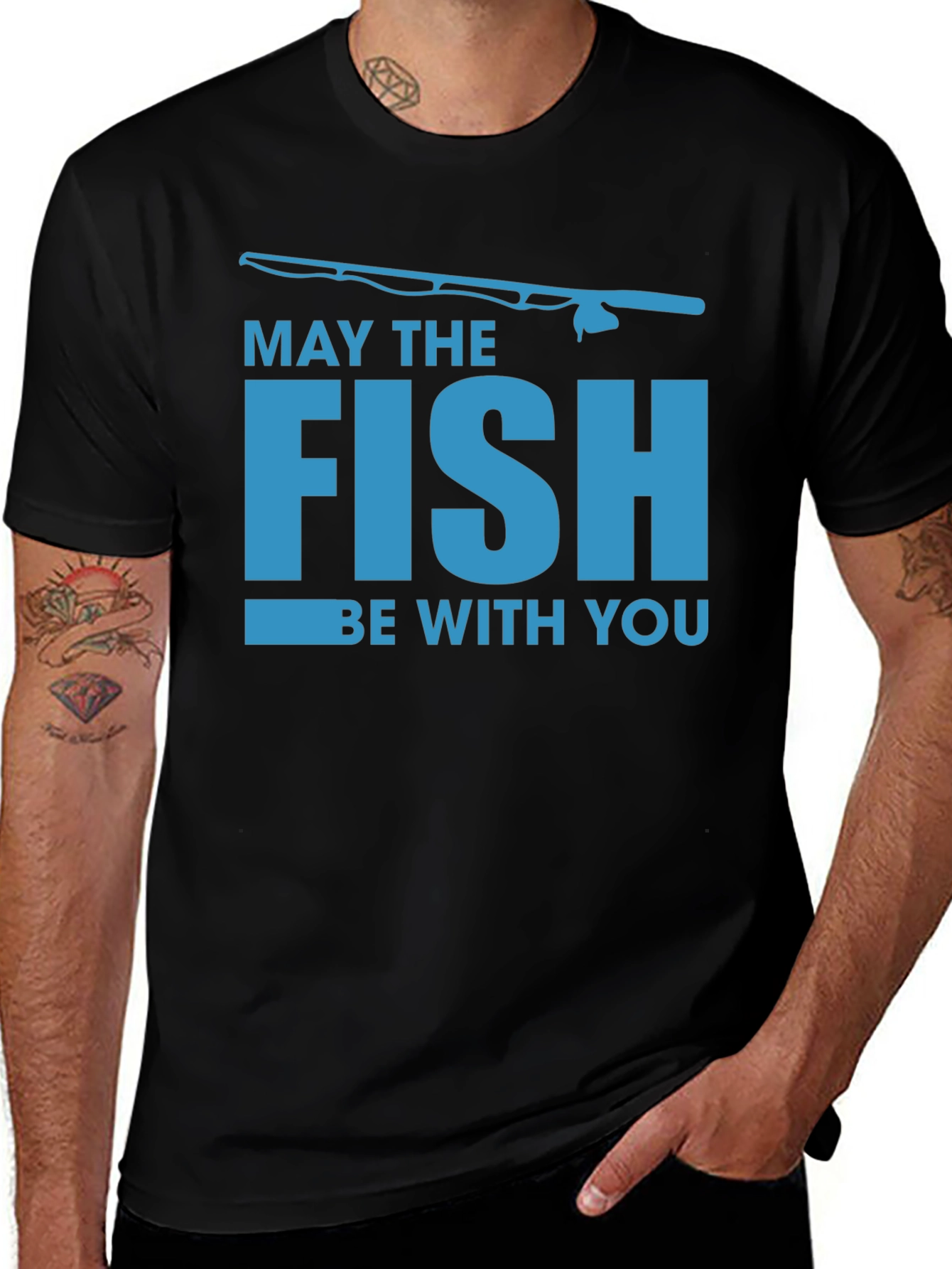 May The Fish Be With You Black T-Shirt
