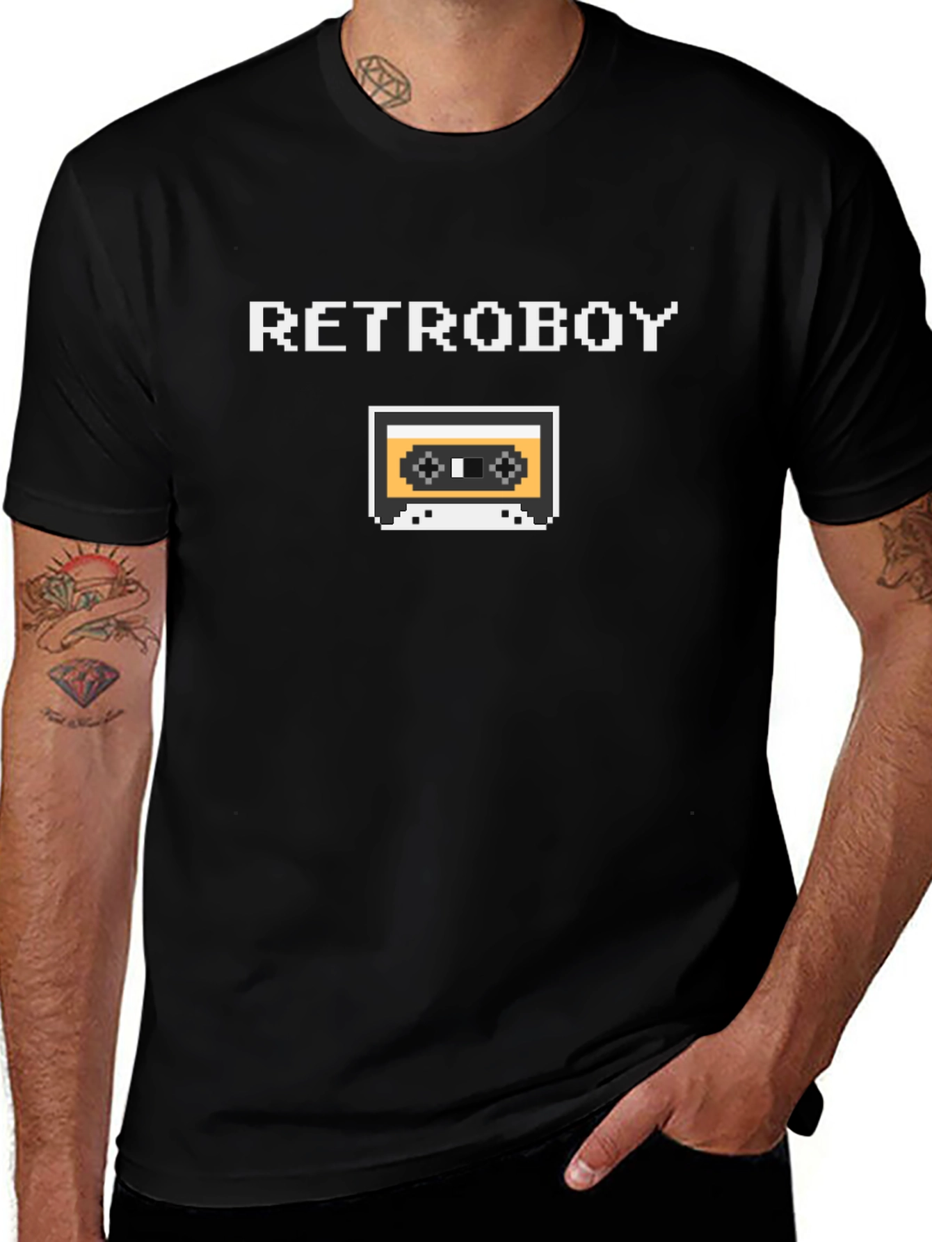 Retroboy Pixel Cassette Black T-Shirt - Gamer Style
