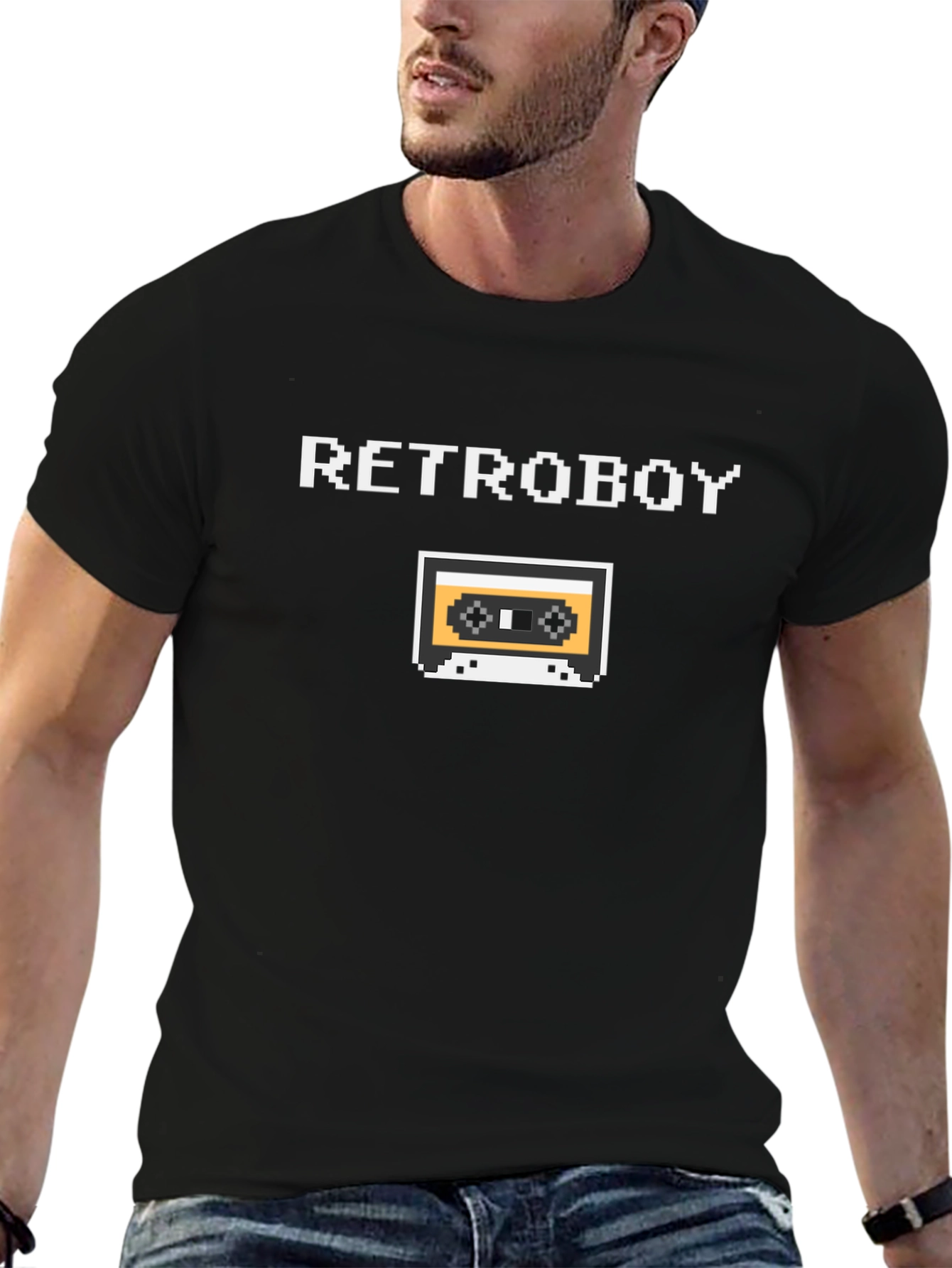 Retroboy Pixel Cassette Black T-Shirt - Gamer Style