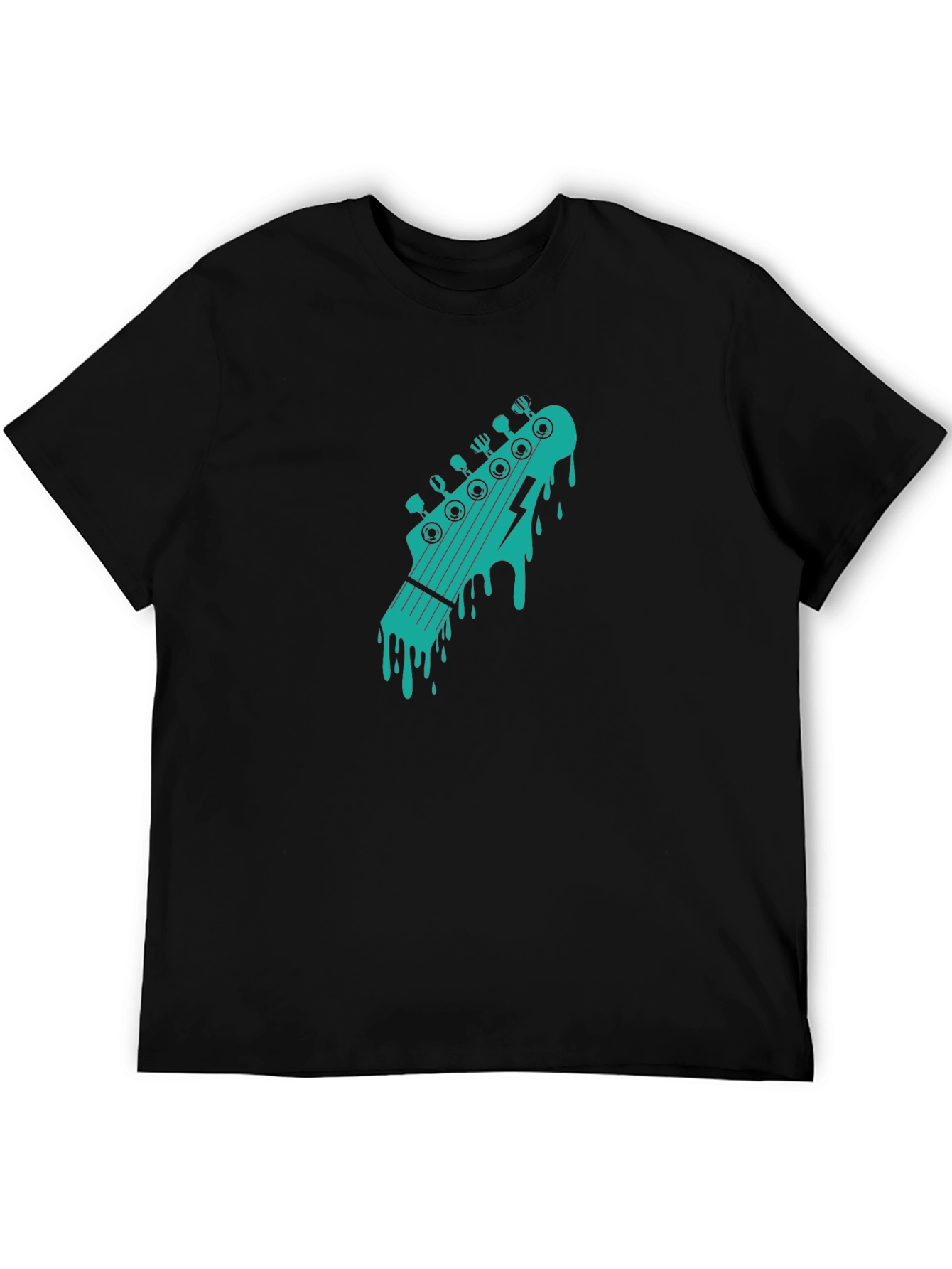 Cool Black T-Shirt with Guitar Headstock Graphic