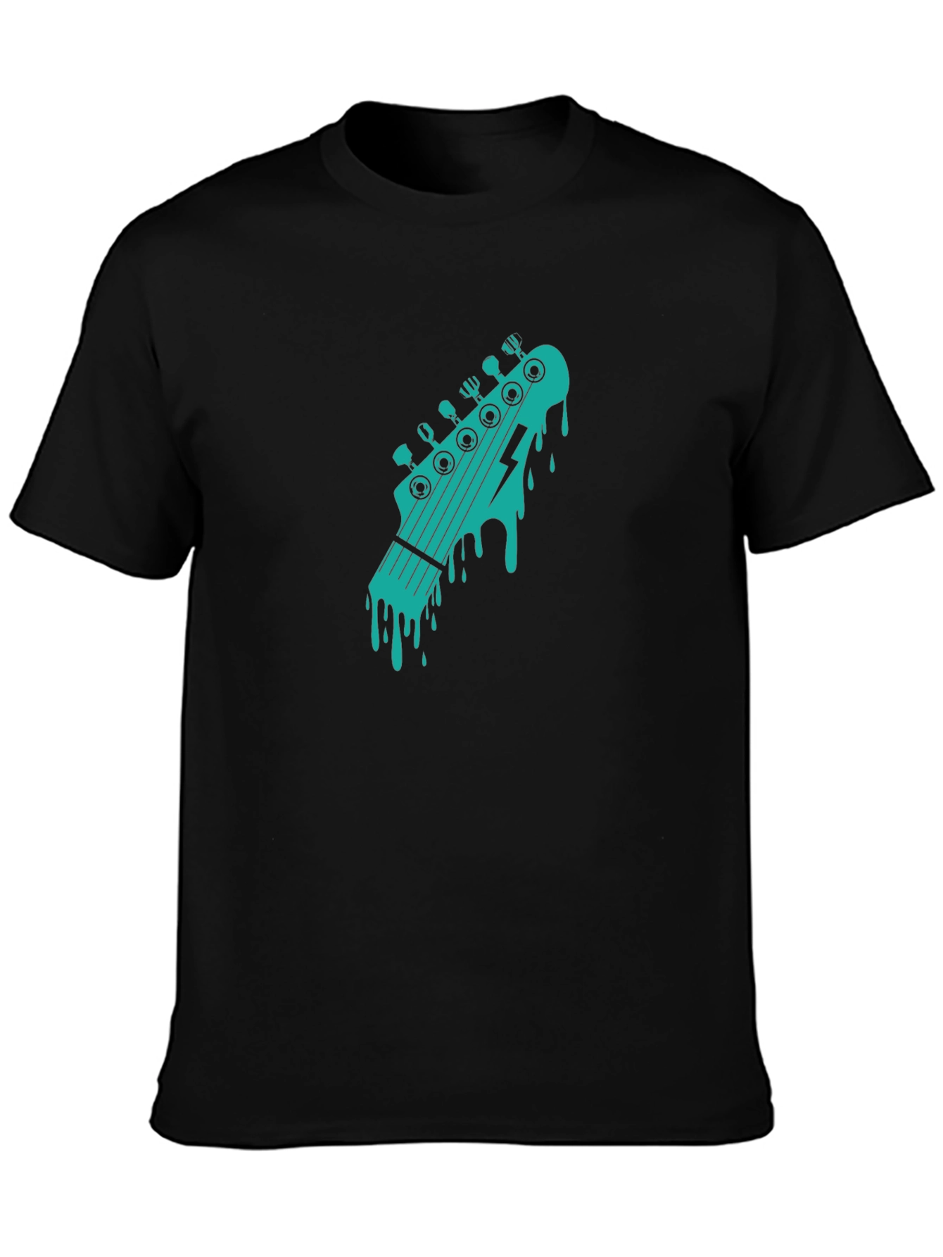 Cool Black T-Shirt with Guitar Headstock Graphic