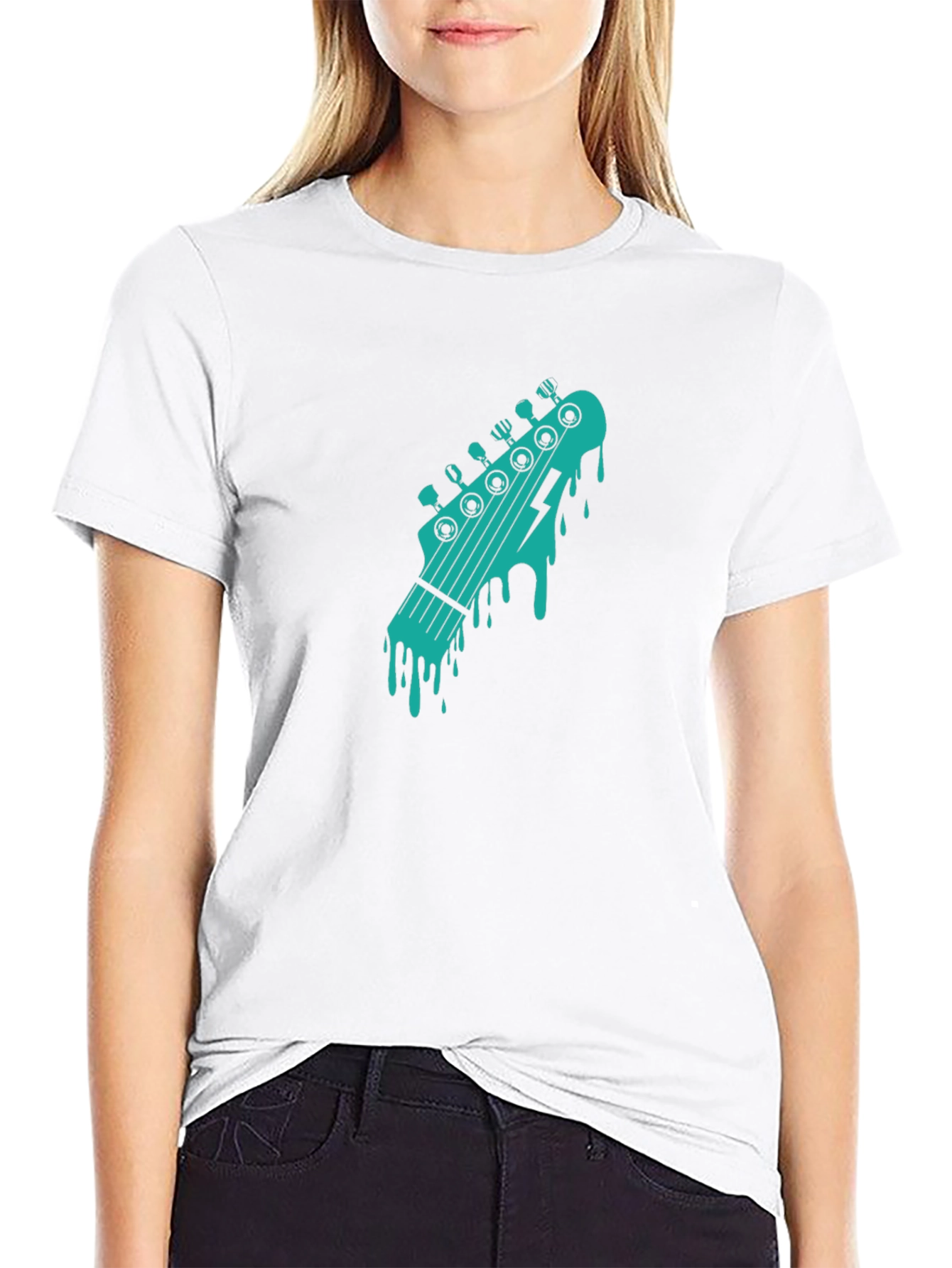 Cool Black T-Shirt with Guitar Headstock Graphic