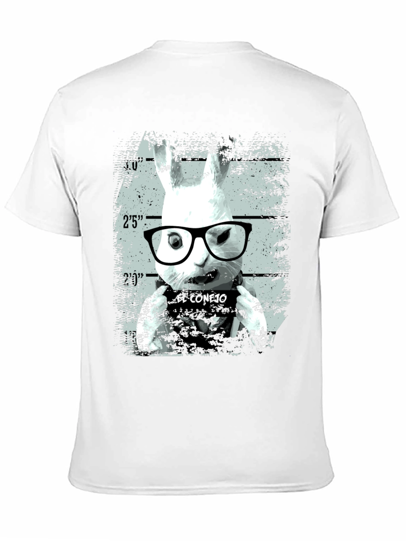Funny Rabbit Mugshot Graphic Tee - Black