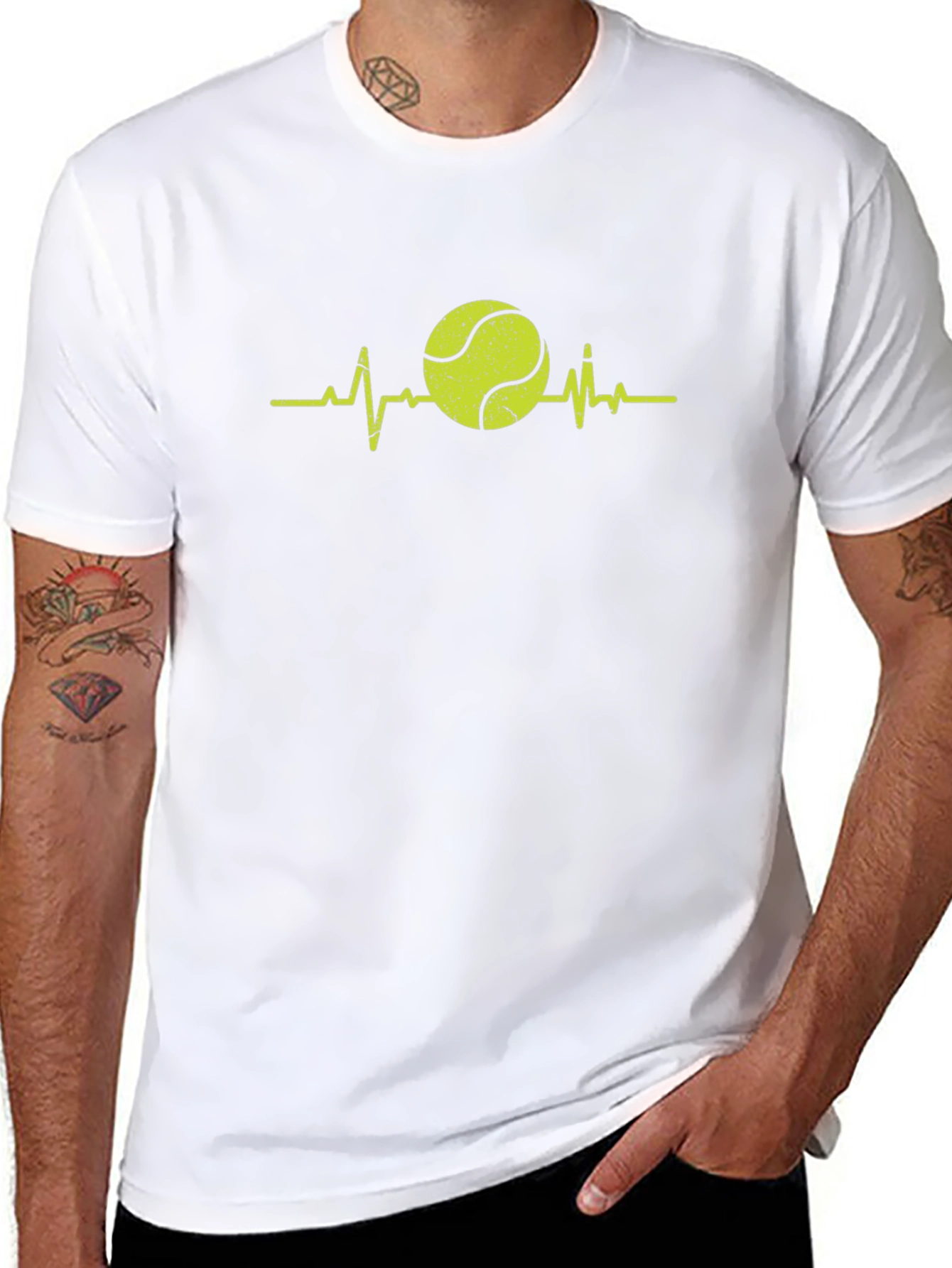 Tennis Heartbeat Graphic Tee - Black Cotton T-Shirt