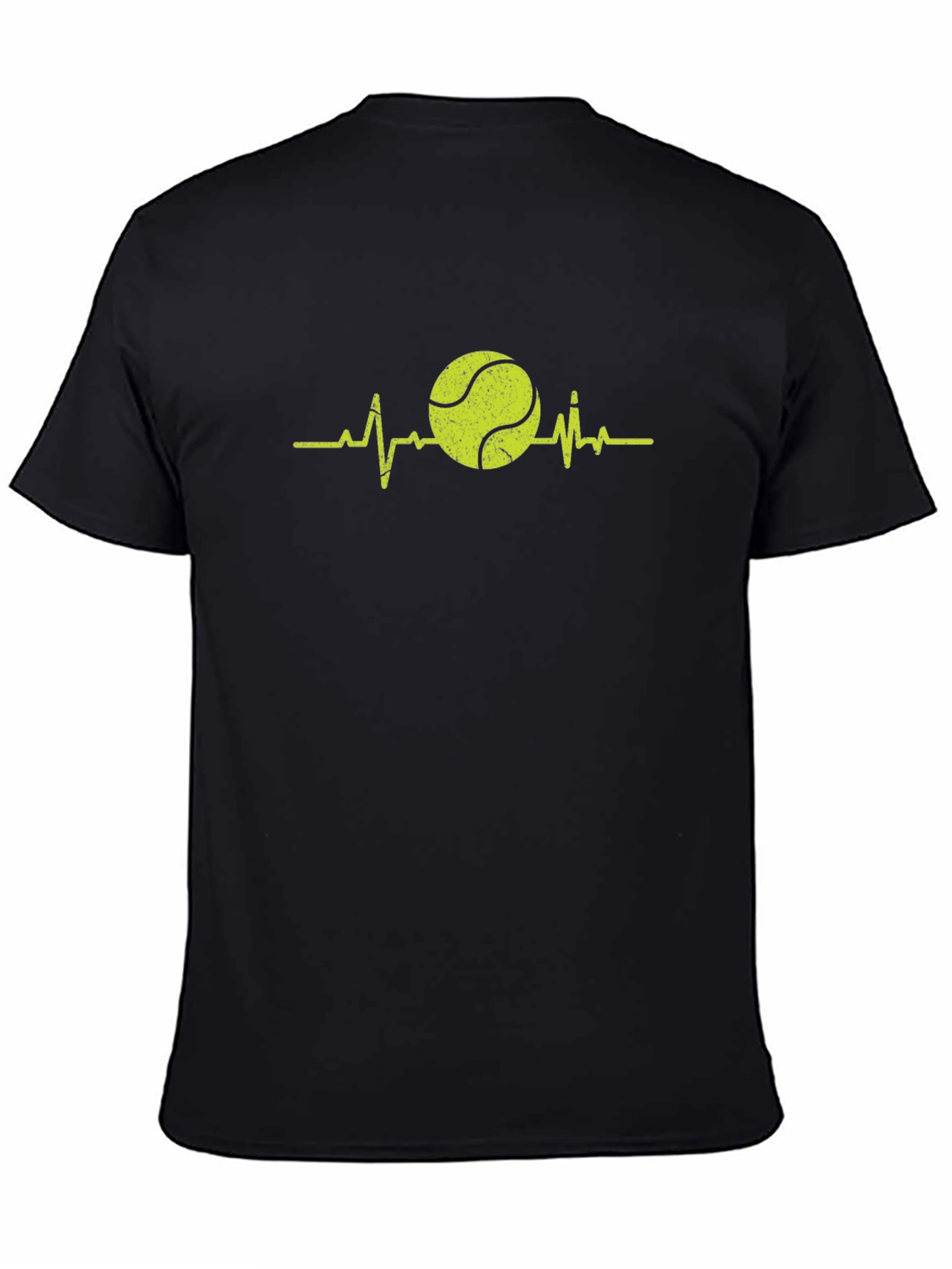 Tennis Heartbeat Graphic Tee - Black Cotton T-Shirt