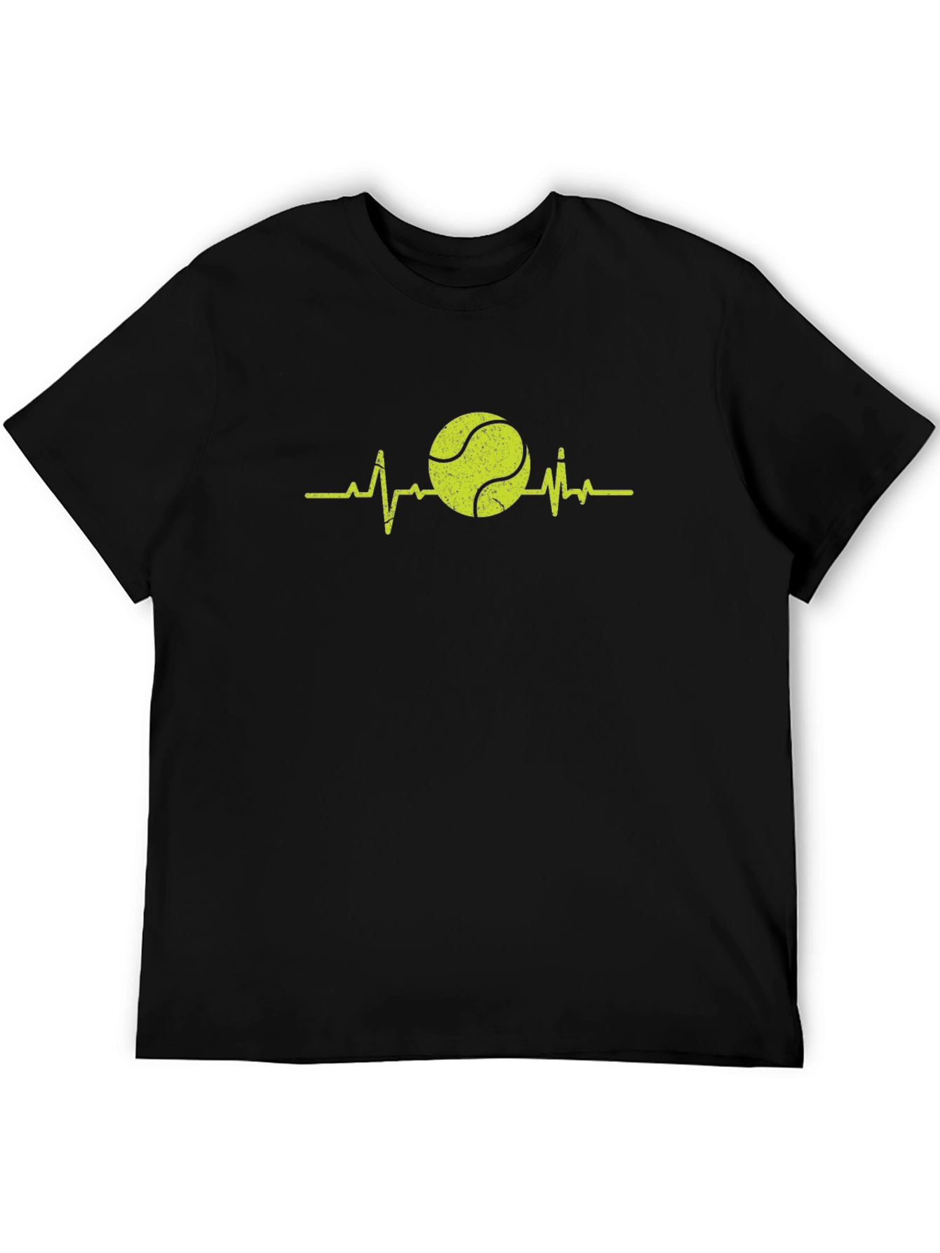 Tennis Heartbeat Graphic Tee - Black Cotton T-Shirt