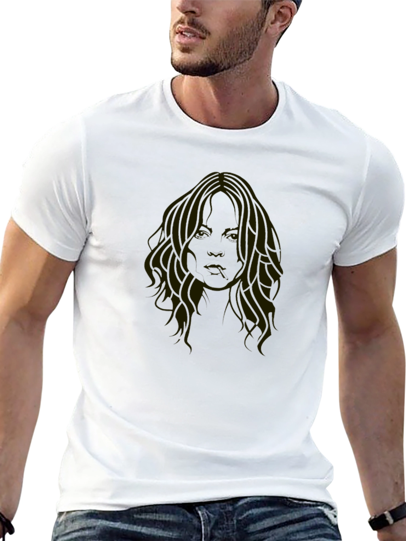 Black T-Shirt with Face Print
