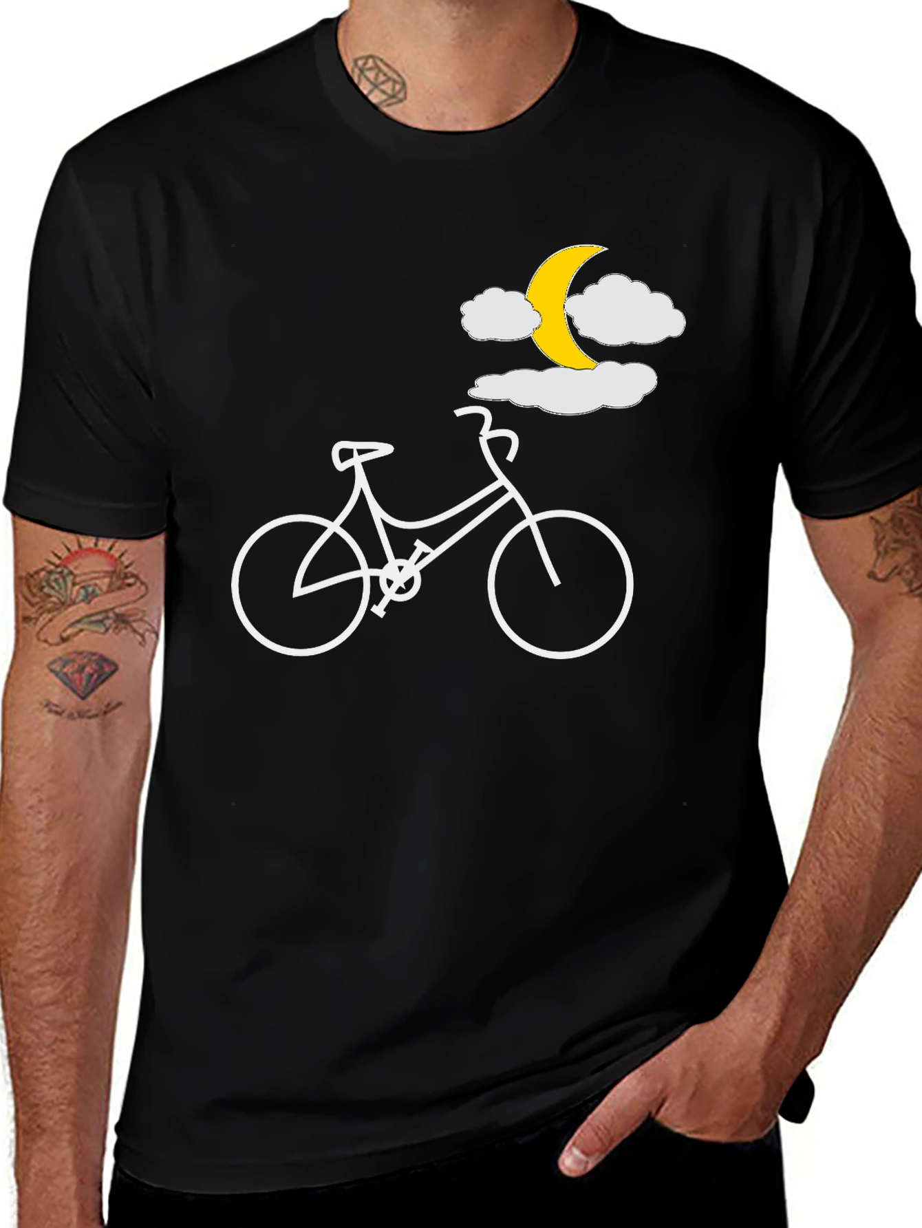 Bike Under Moon Graphic T-Shirt