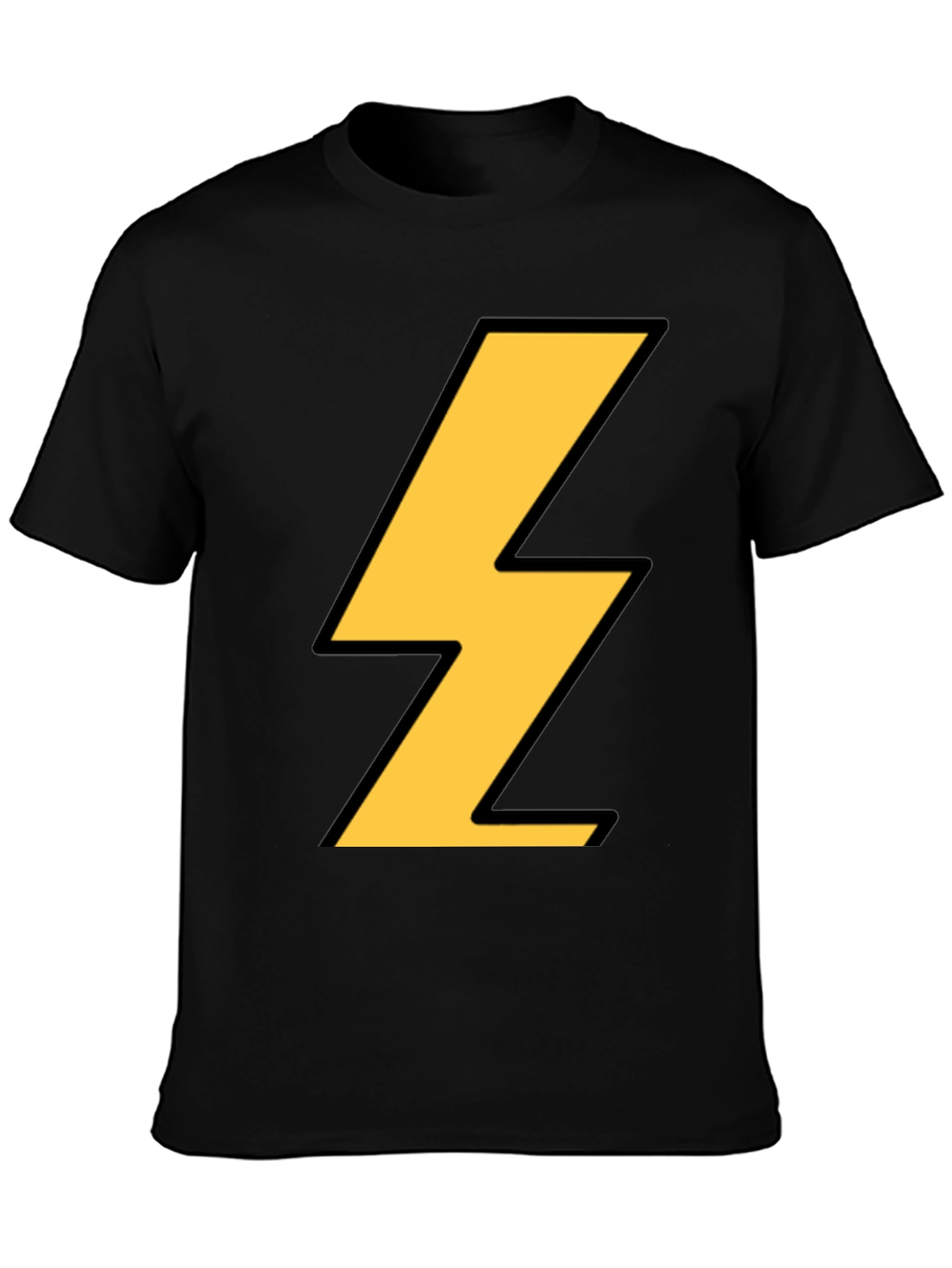 Black T-Shirt with Lightning Bolt Design