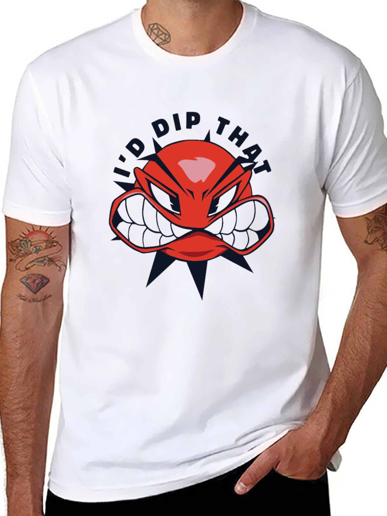 Red Helmet Graphic T-Shirt - Black Crew Neck