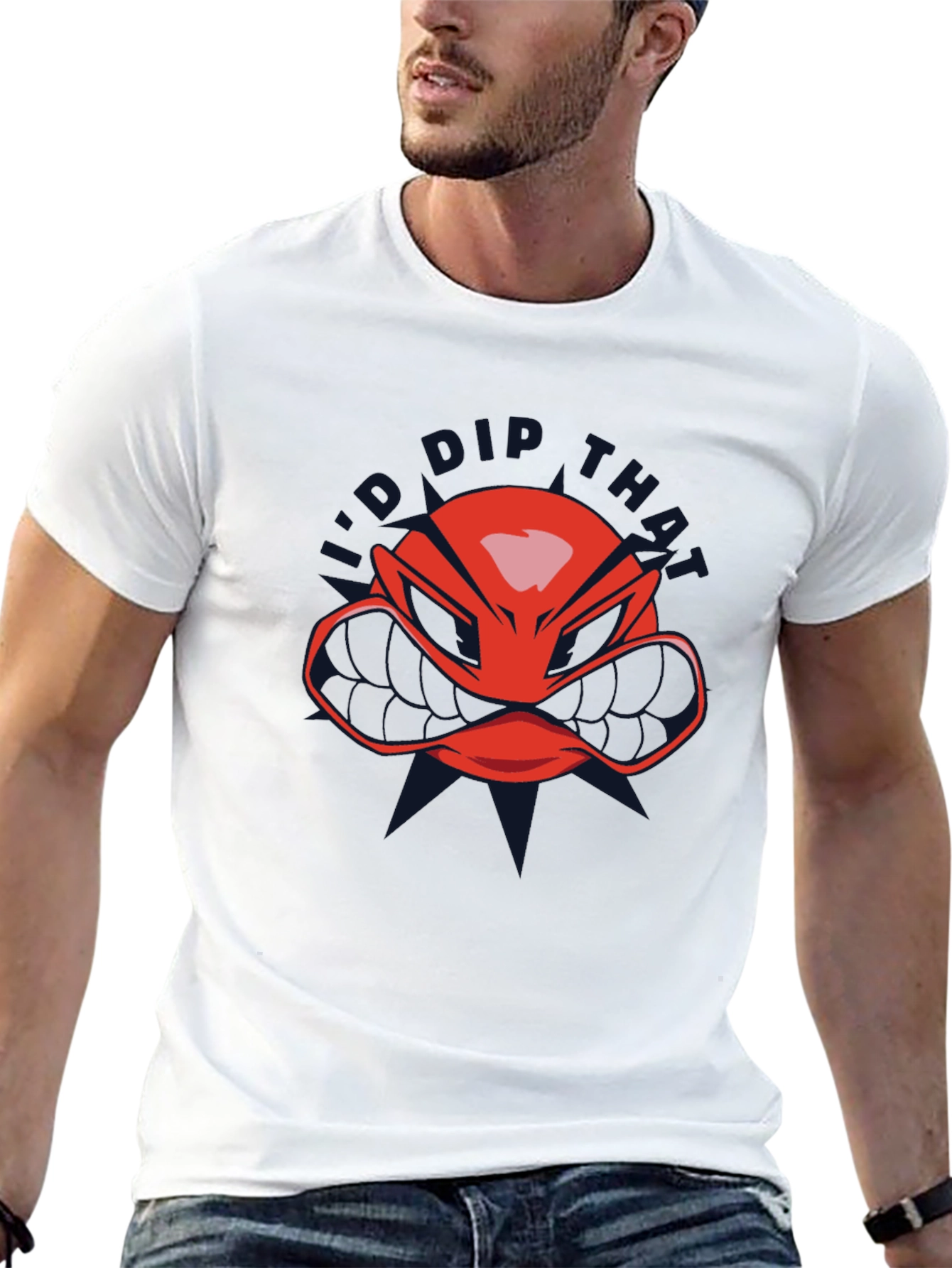 Red Helmet Graphic T-Shirt - Black Crew Neck