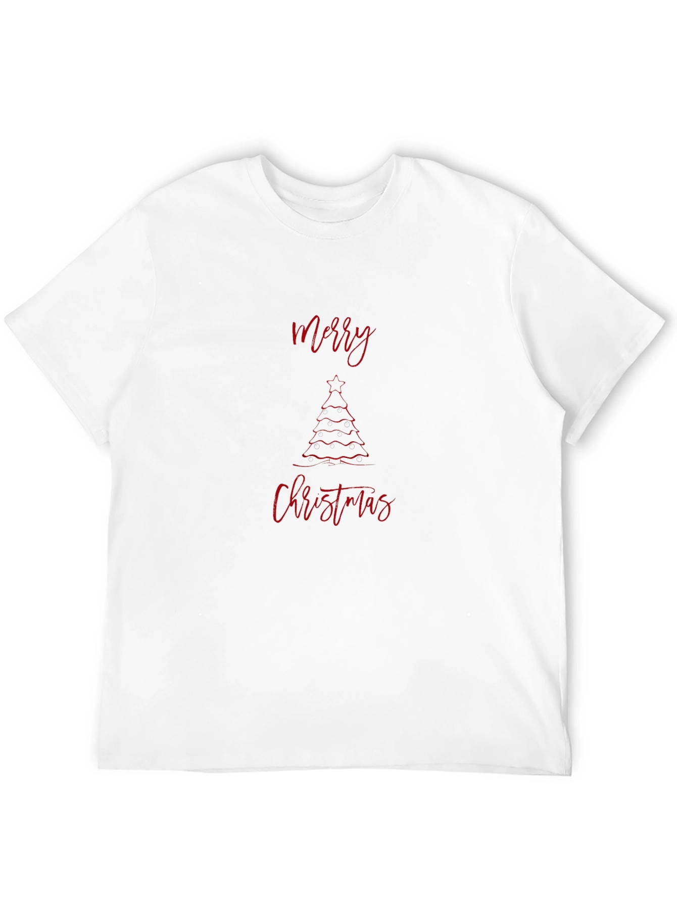 Festive Merry Christmas Tree Graphic Tee - Black