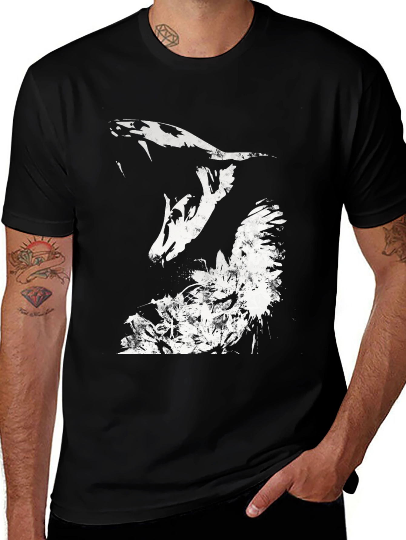 Mens Black Snake Graphic Tee