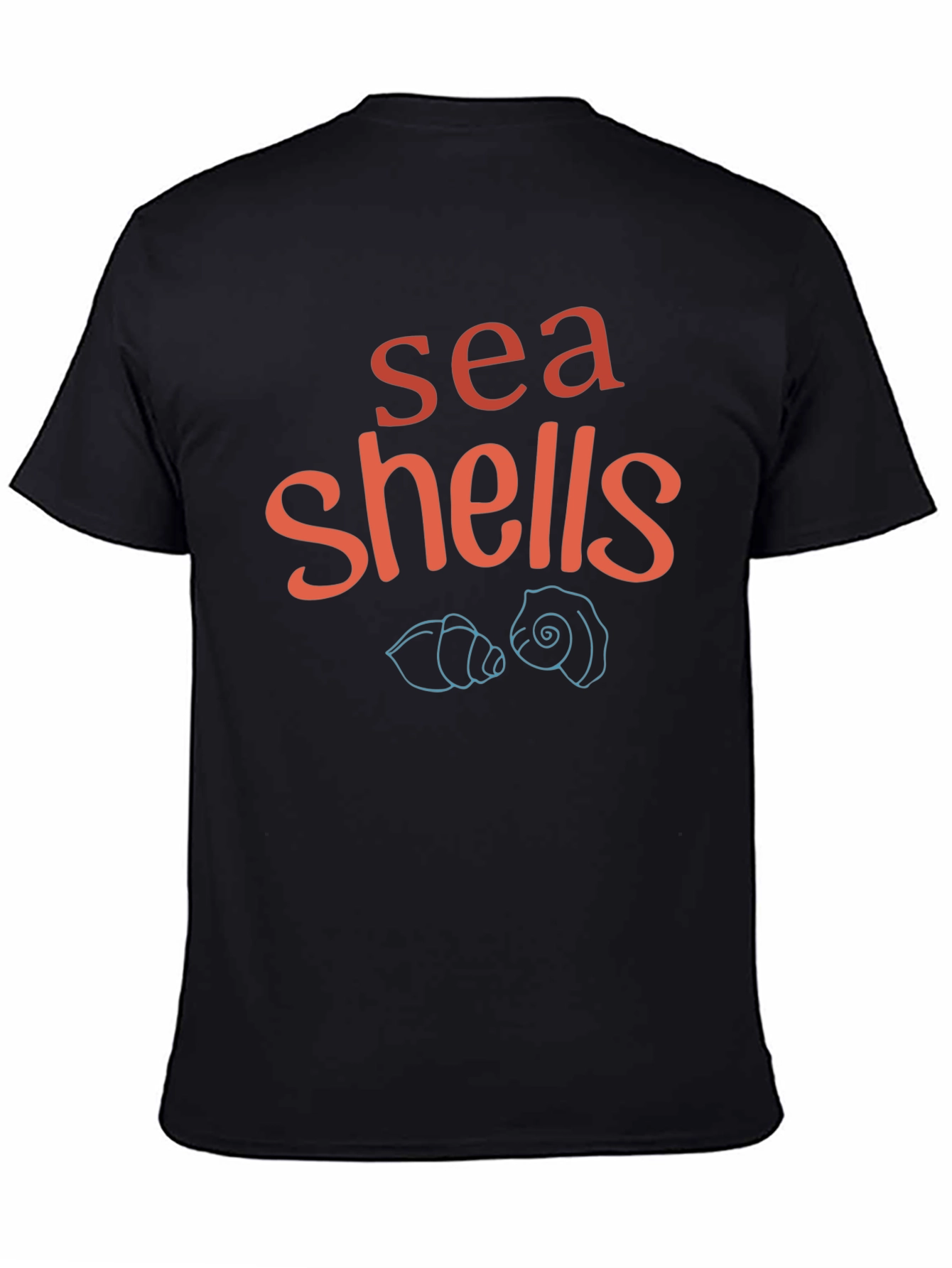 Sea Shells Graphic Tee - Black Cotton T-Shirt