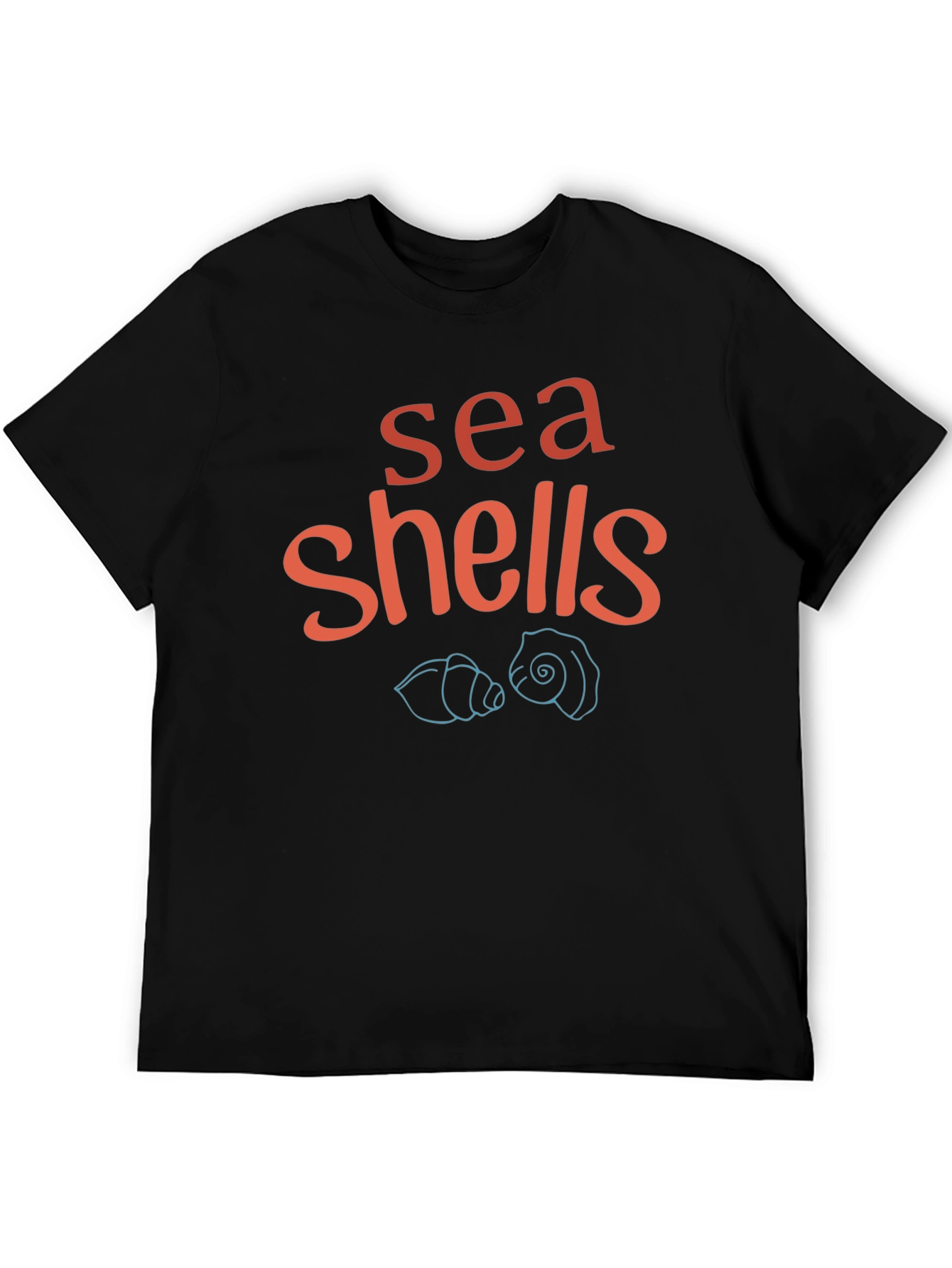 Sea Shells Graphic Tee - Black Cotton T-Shirt
