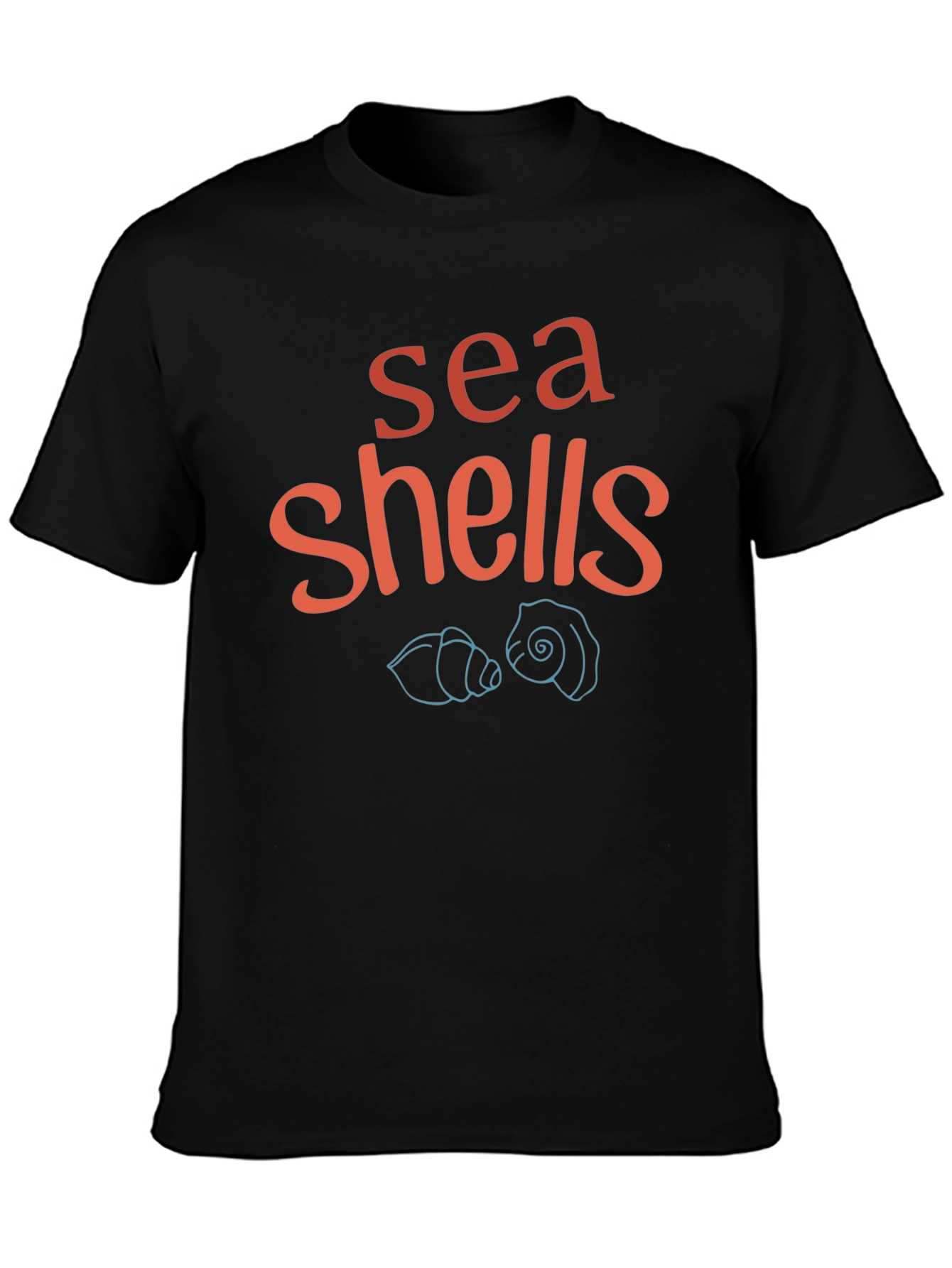 Sea Shells Graphic Tee - Black Cotton T-Shirt