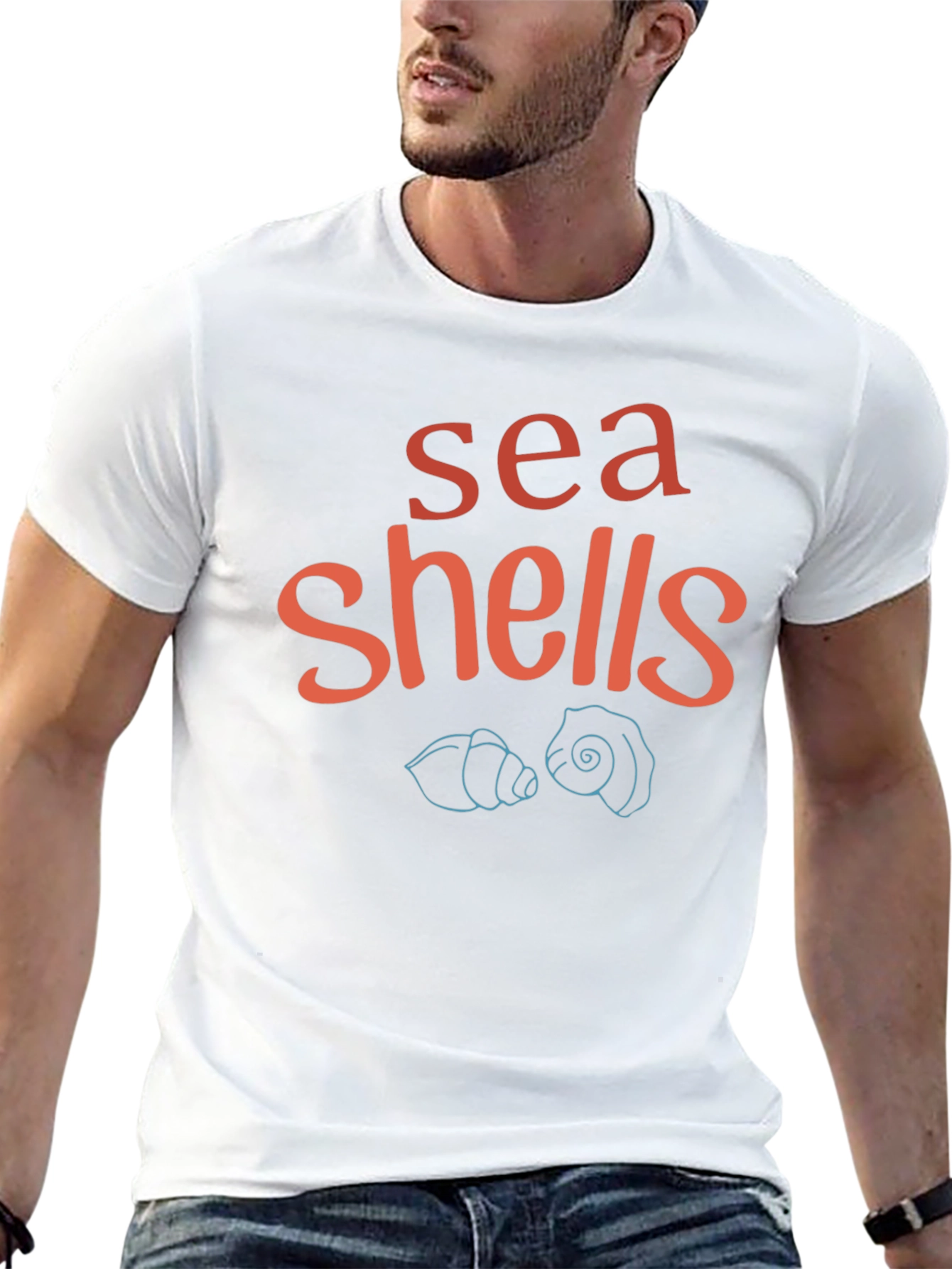 Sea Shells Graphic Tee - Black Cotton T-Shirt