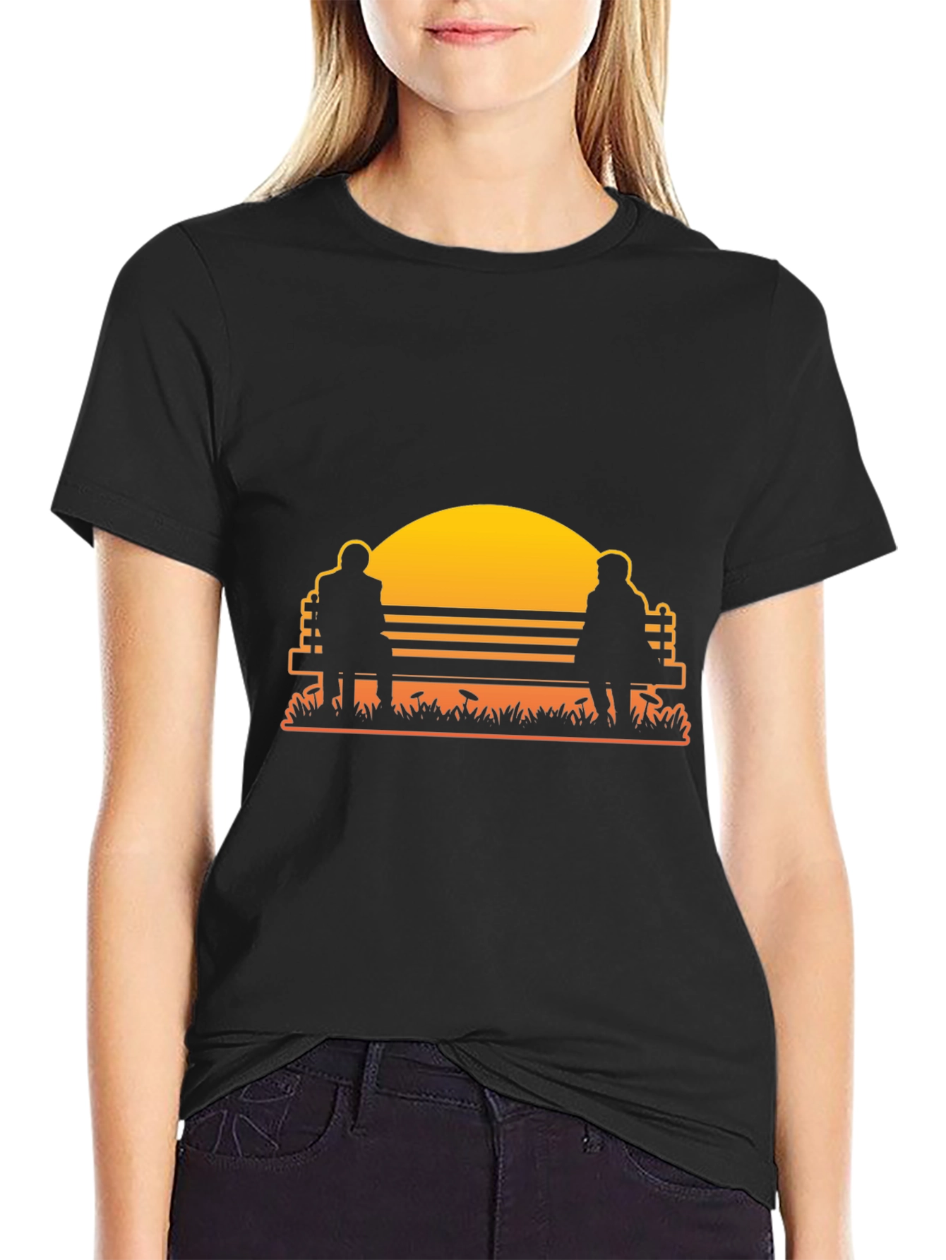 Sunset Couple Bench Graphic Tee