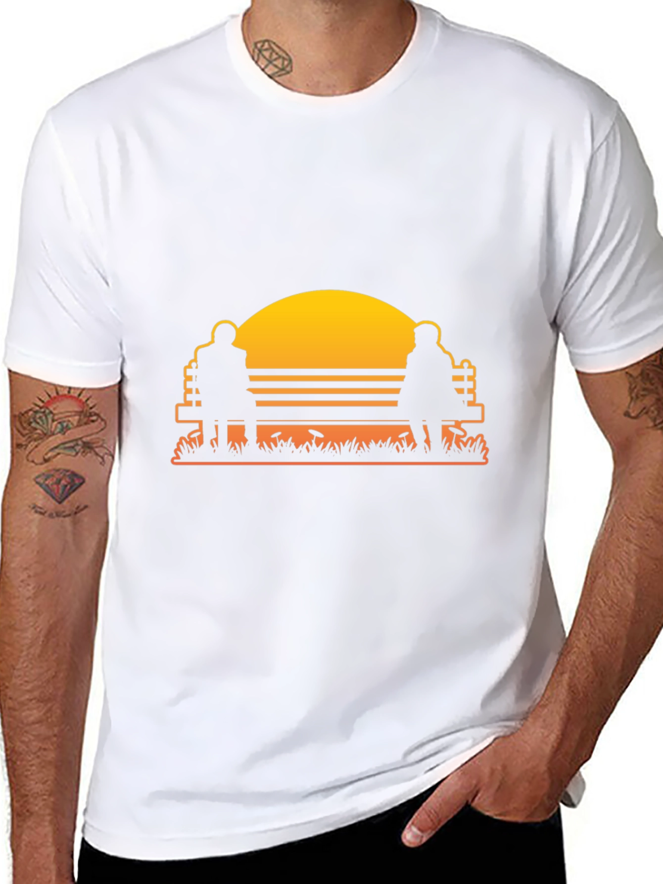 Sunset Couple Bench Graphic Tee