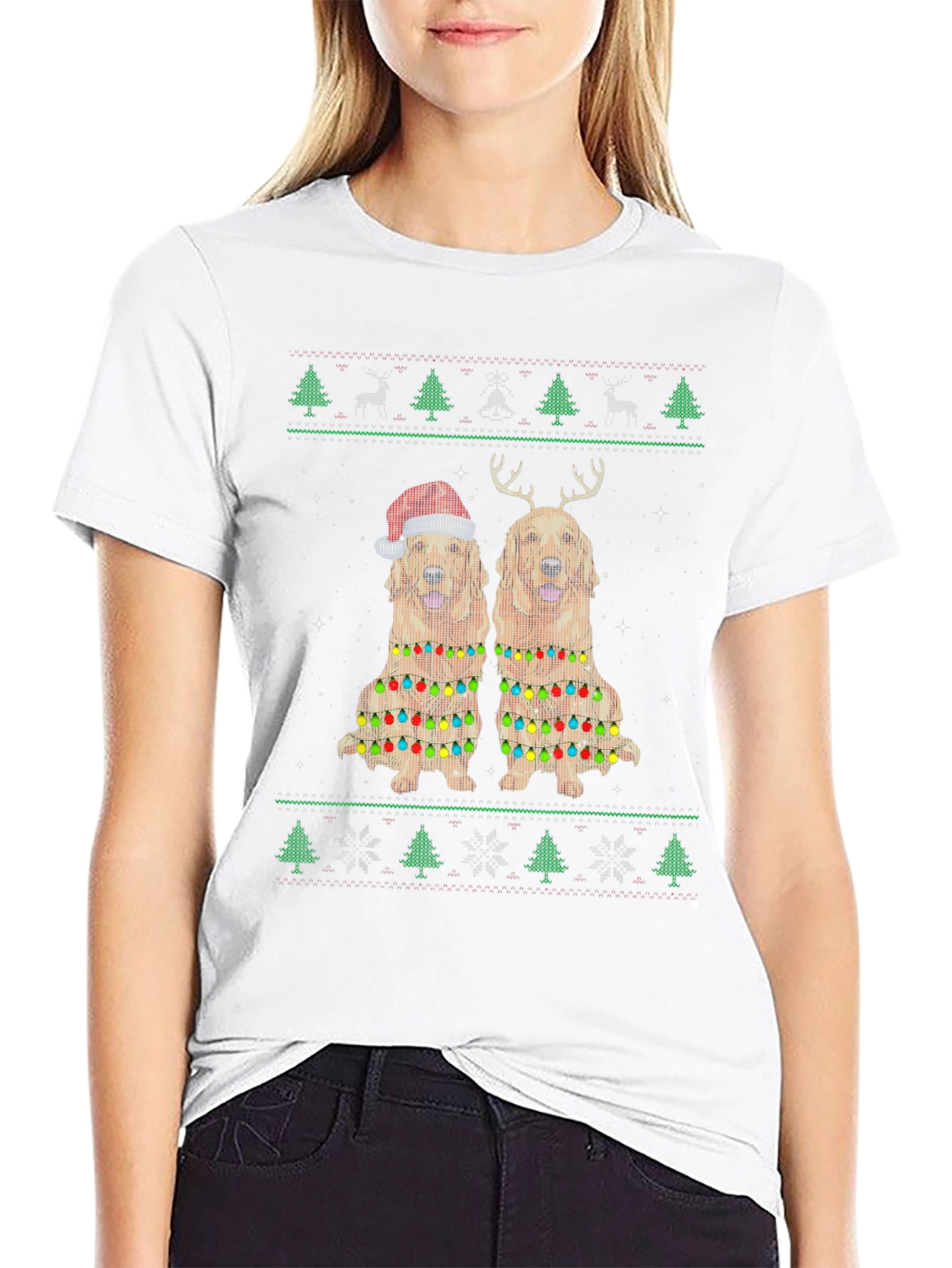 Golden Retriever Christmas Ugly Sweater T-Shirt