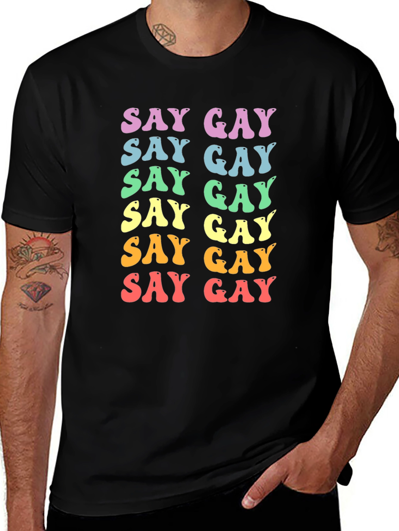 Retro Say Gay Graphic Tee - Pride Apparel
