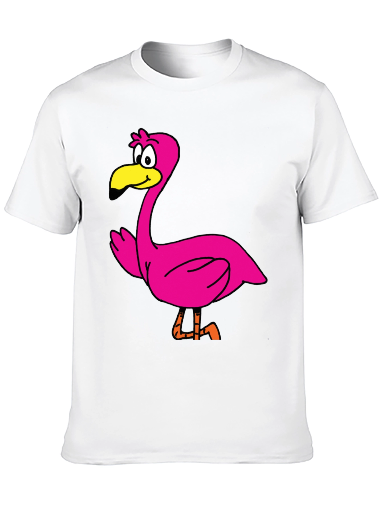 Cartoon Flamingo Graphic Tee - Black Unisex T-Shirt