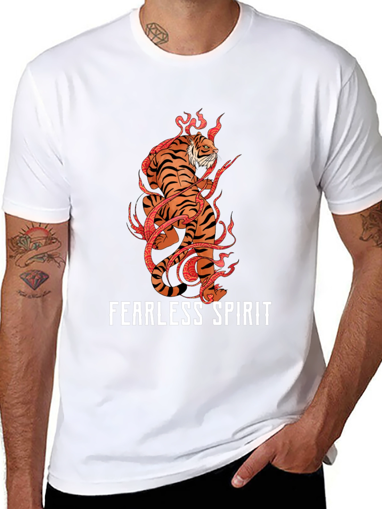 Fearless Spirit Tiger Graphic Tee - Black