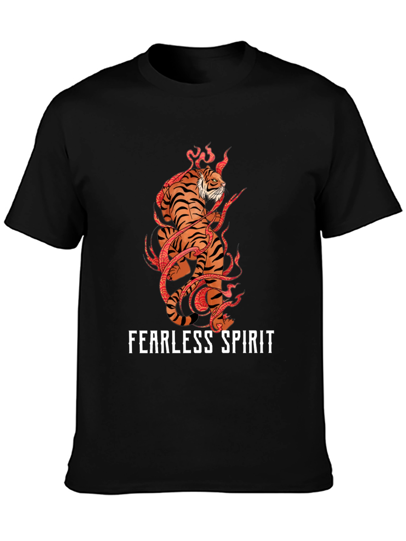 Fearless Spirit Tiger Graphic Tee - Black