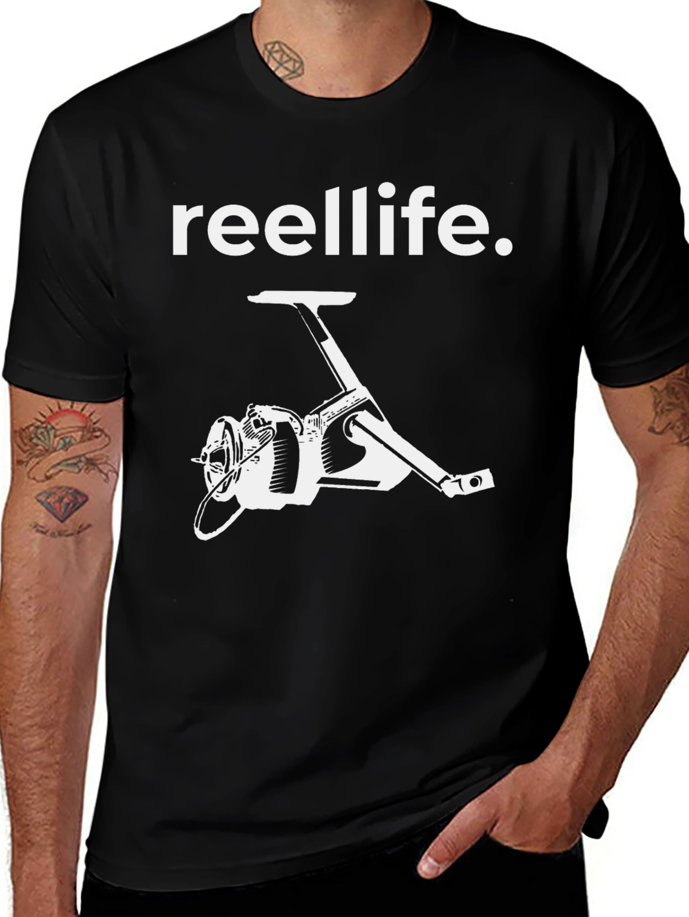 Reellife Fishing T-Shirt - Black Graphic Tee