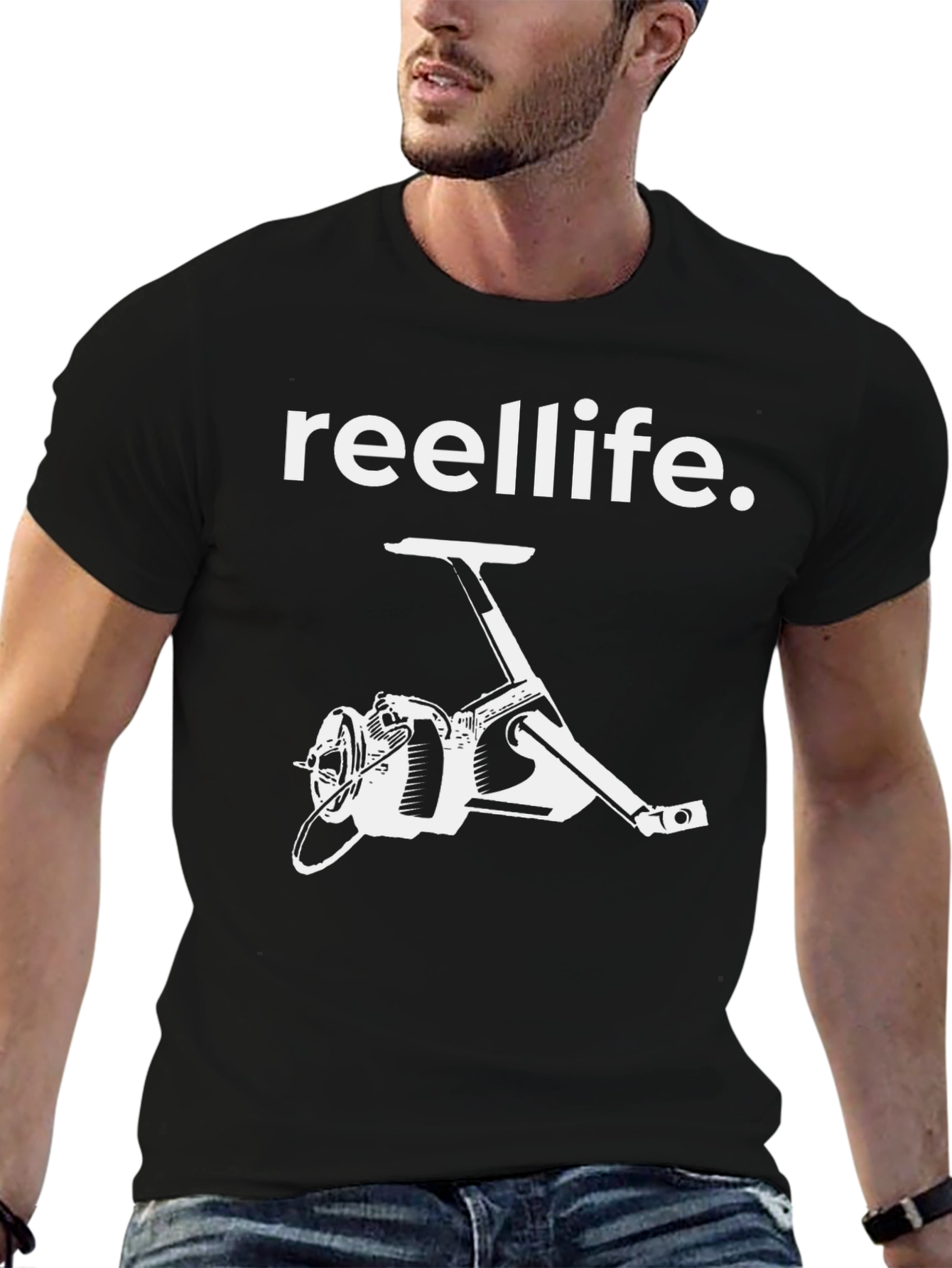 Reellife Fishing T-Shirt - Black Graphic Tee