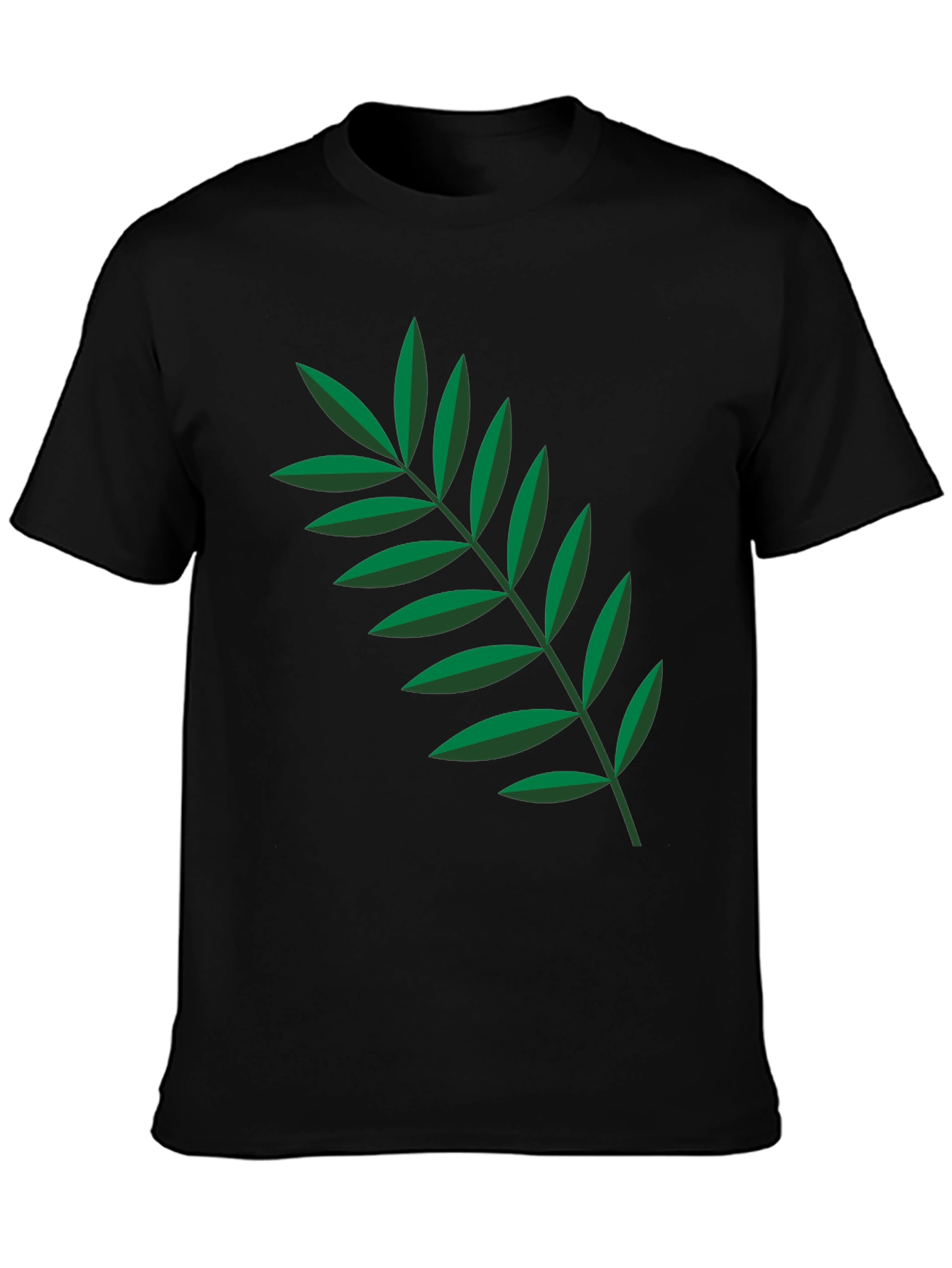 Leaf Print Black Crew Neck Tee