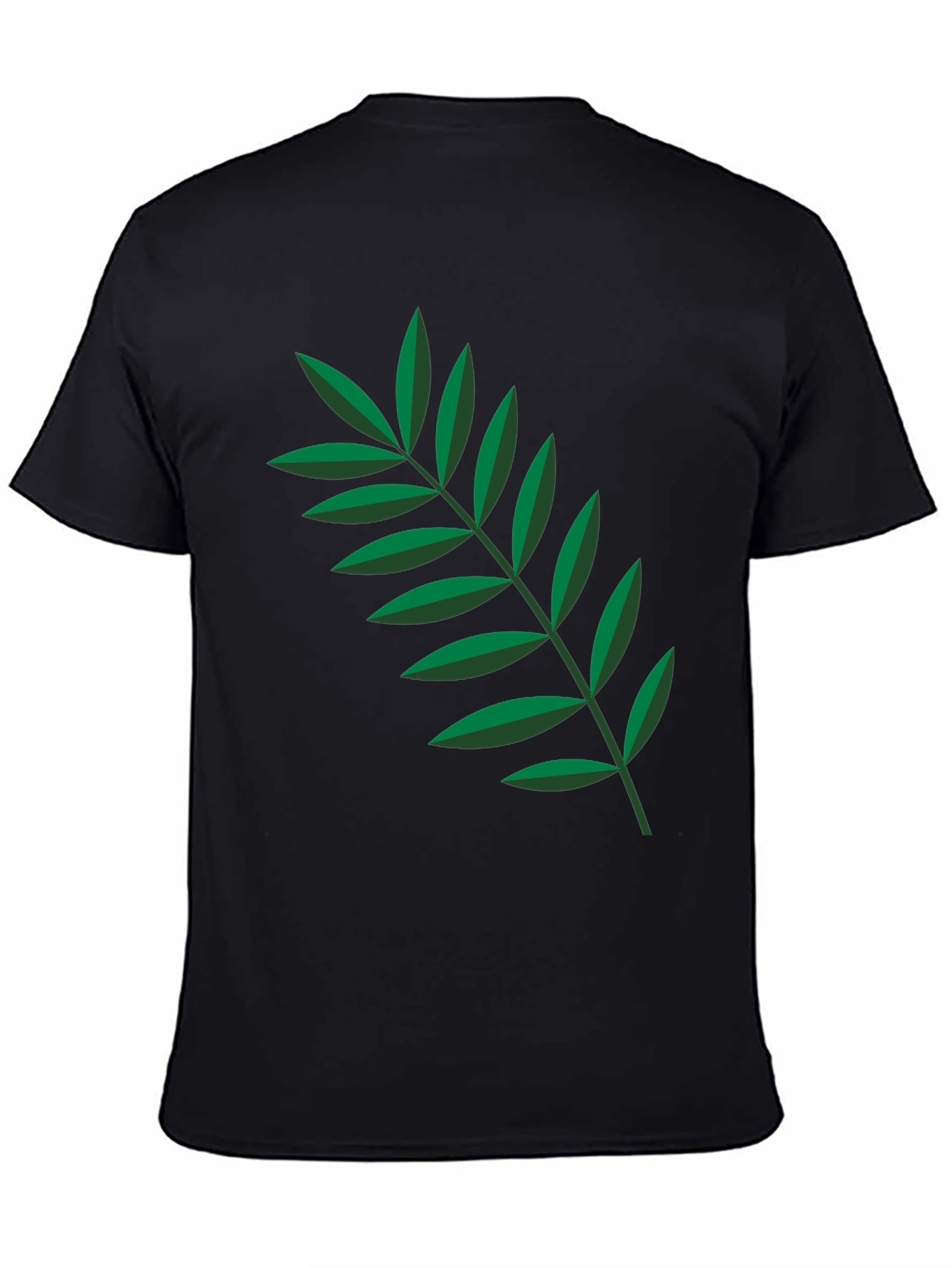 Leaf Print Black Crew Neck Tee