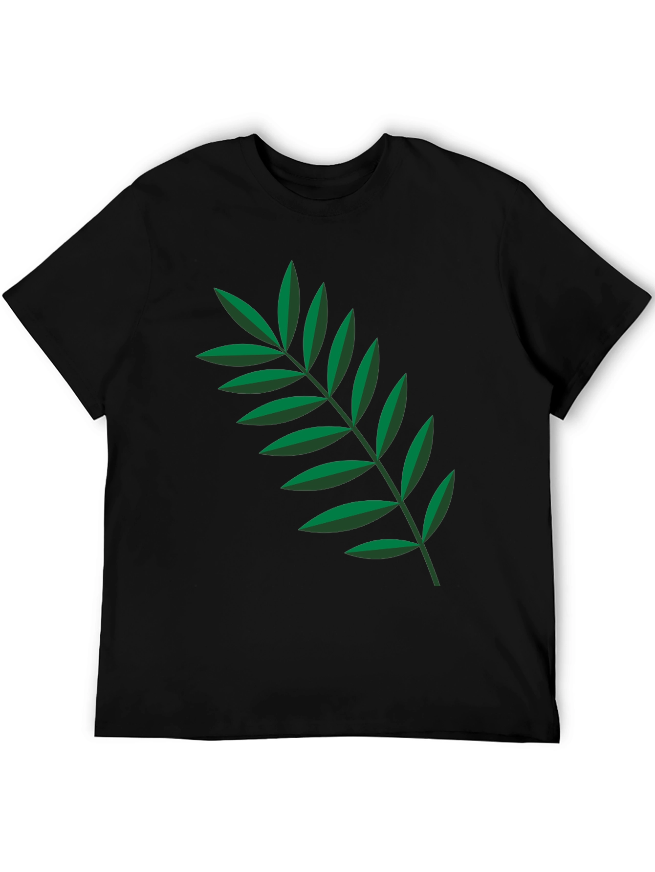 Leaf Print Black Crew Neck Tee