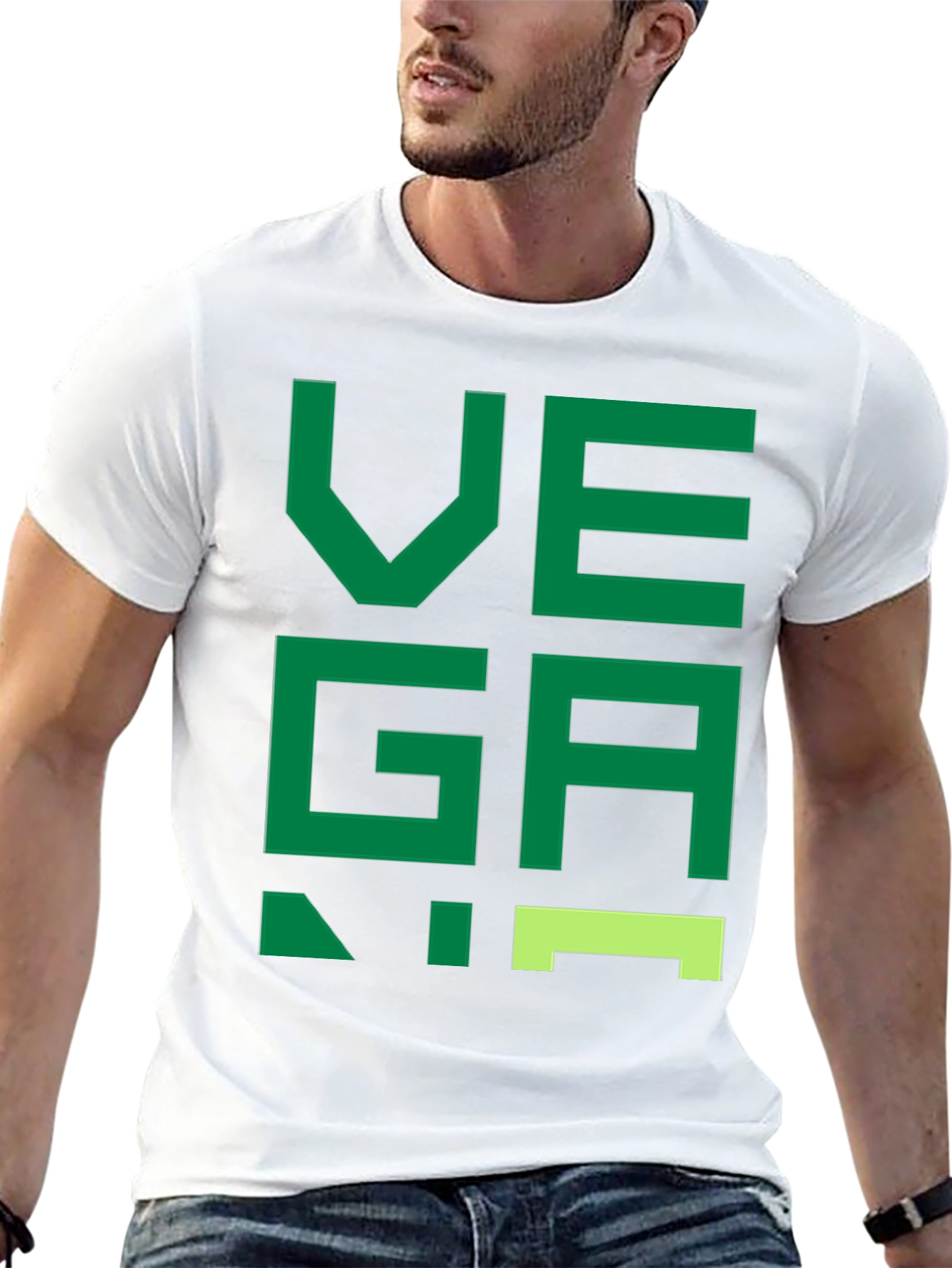 Vegan Graphic T-Shirt - Black Green Letters