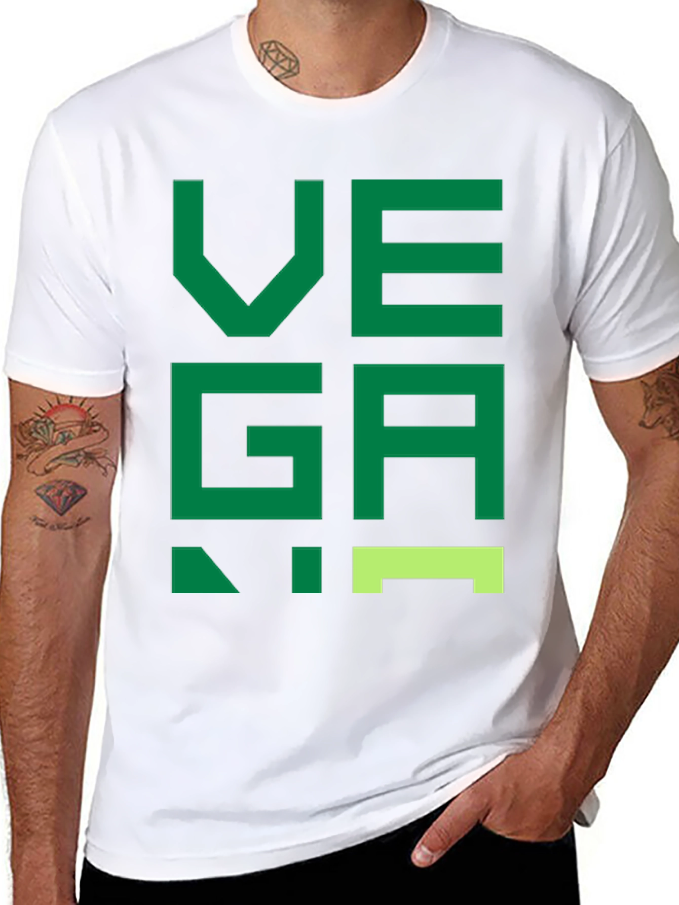 Vegan Graphic T-Shirt - Black Green Letters